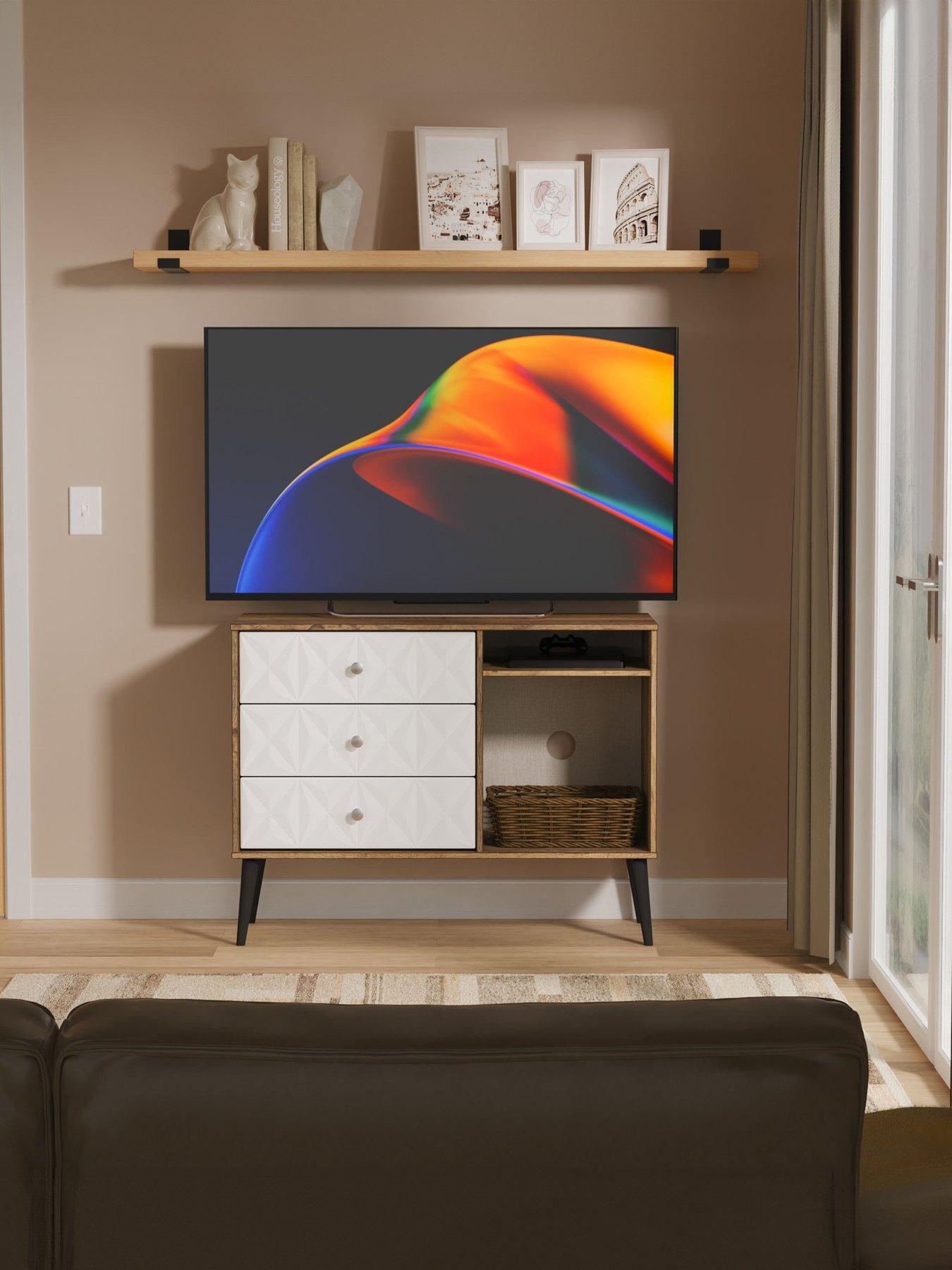 undefined Valencia Ready Assembled 3 Soft Close Drawer, Single Shelf TV Unit