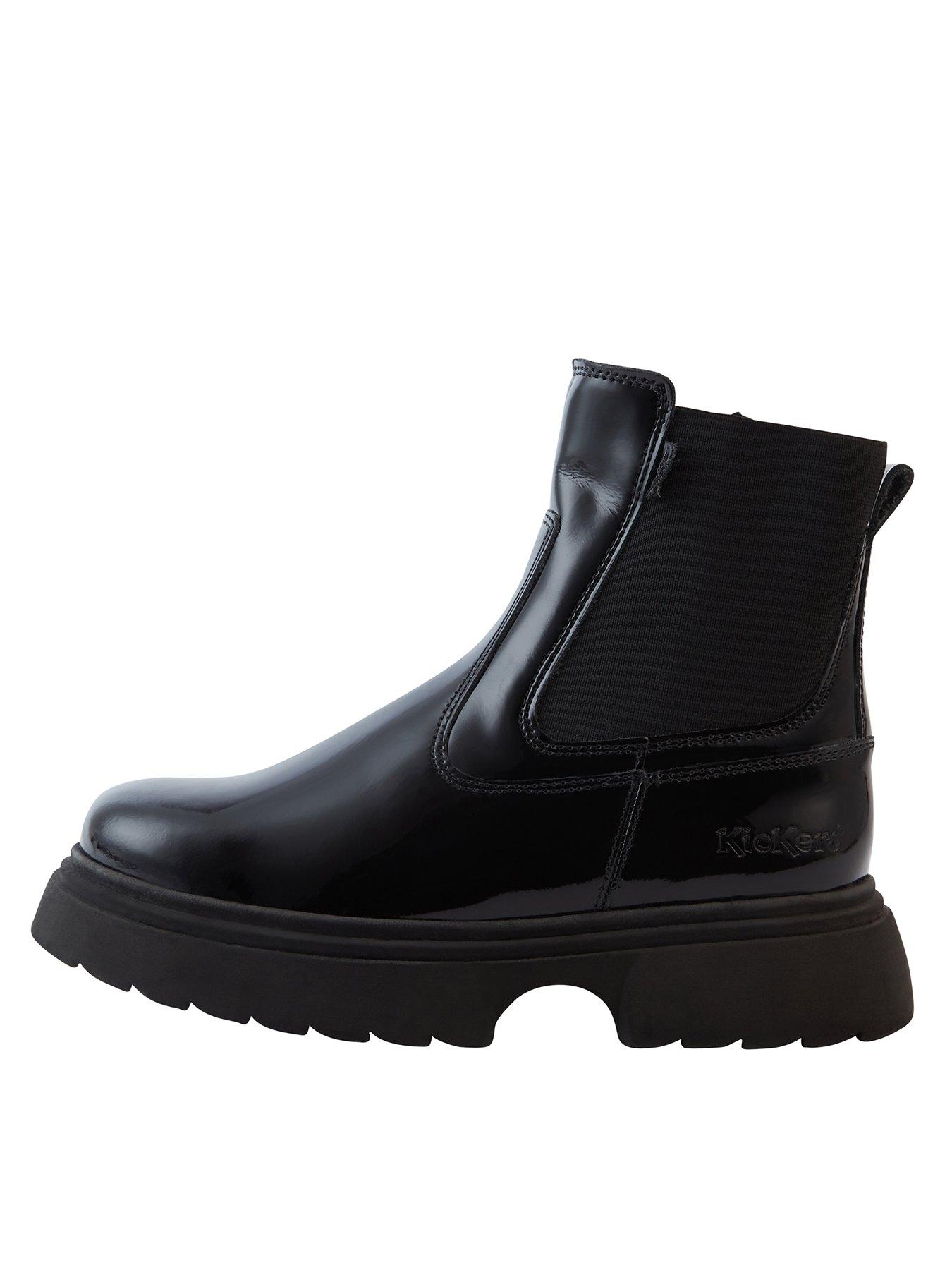 Kenzi Chelsea Black Patent Leather Boot Black