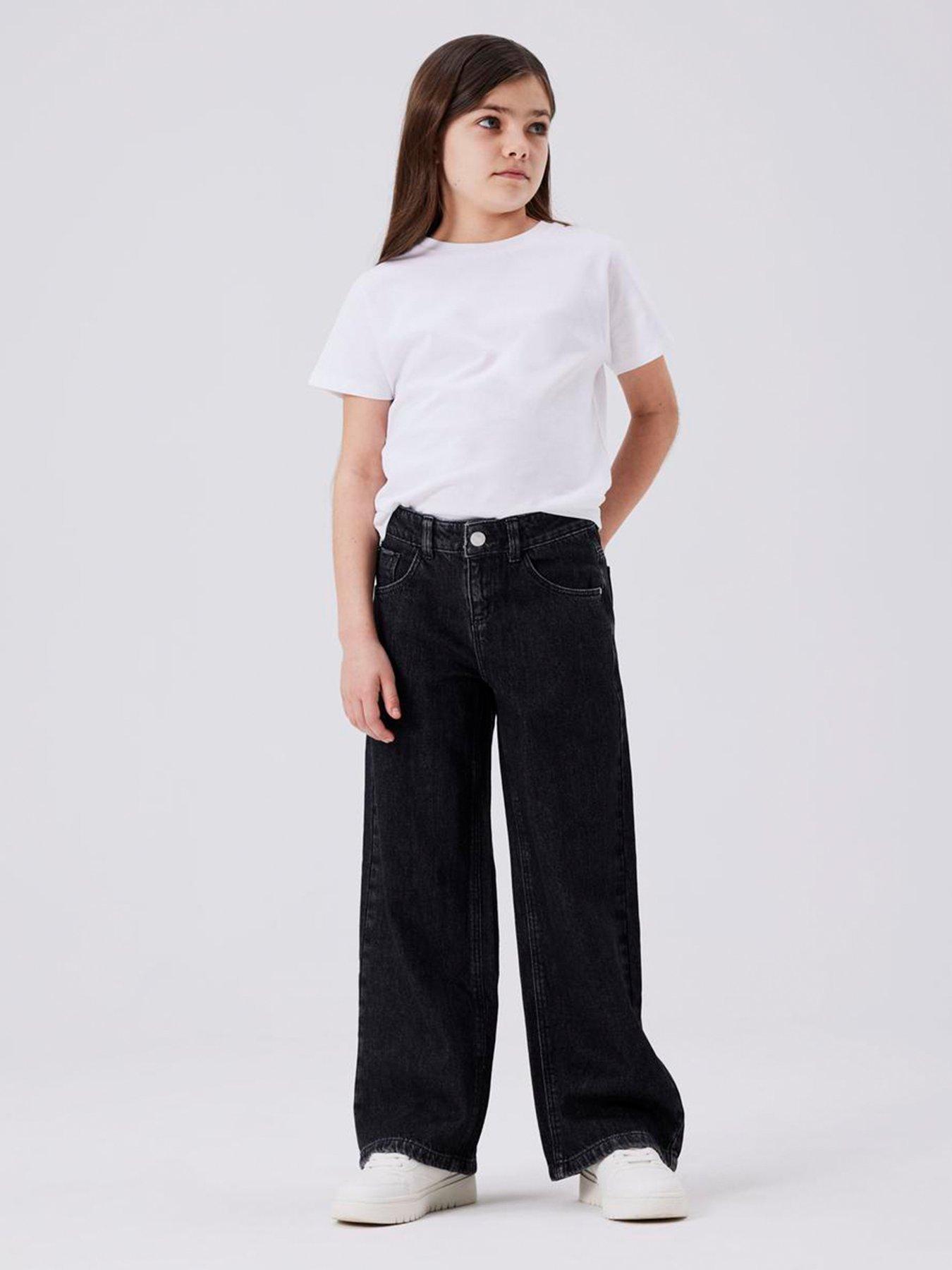 Name It Girls Rose Wide Leg Jeans - Dark Grey Denim