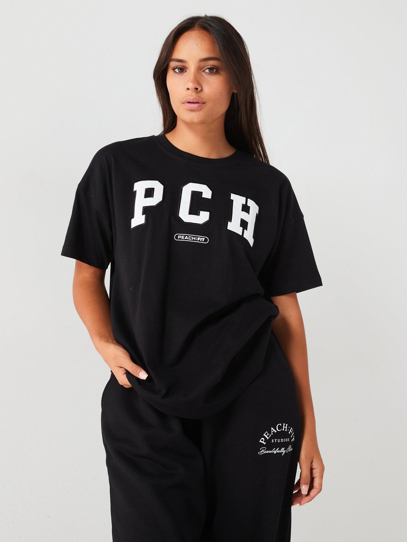 Image 1 of 6 of Peach Fit Womens Ivy Oversized T-Shirt - Black