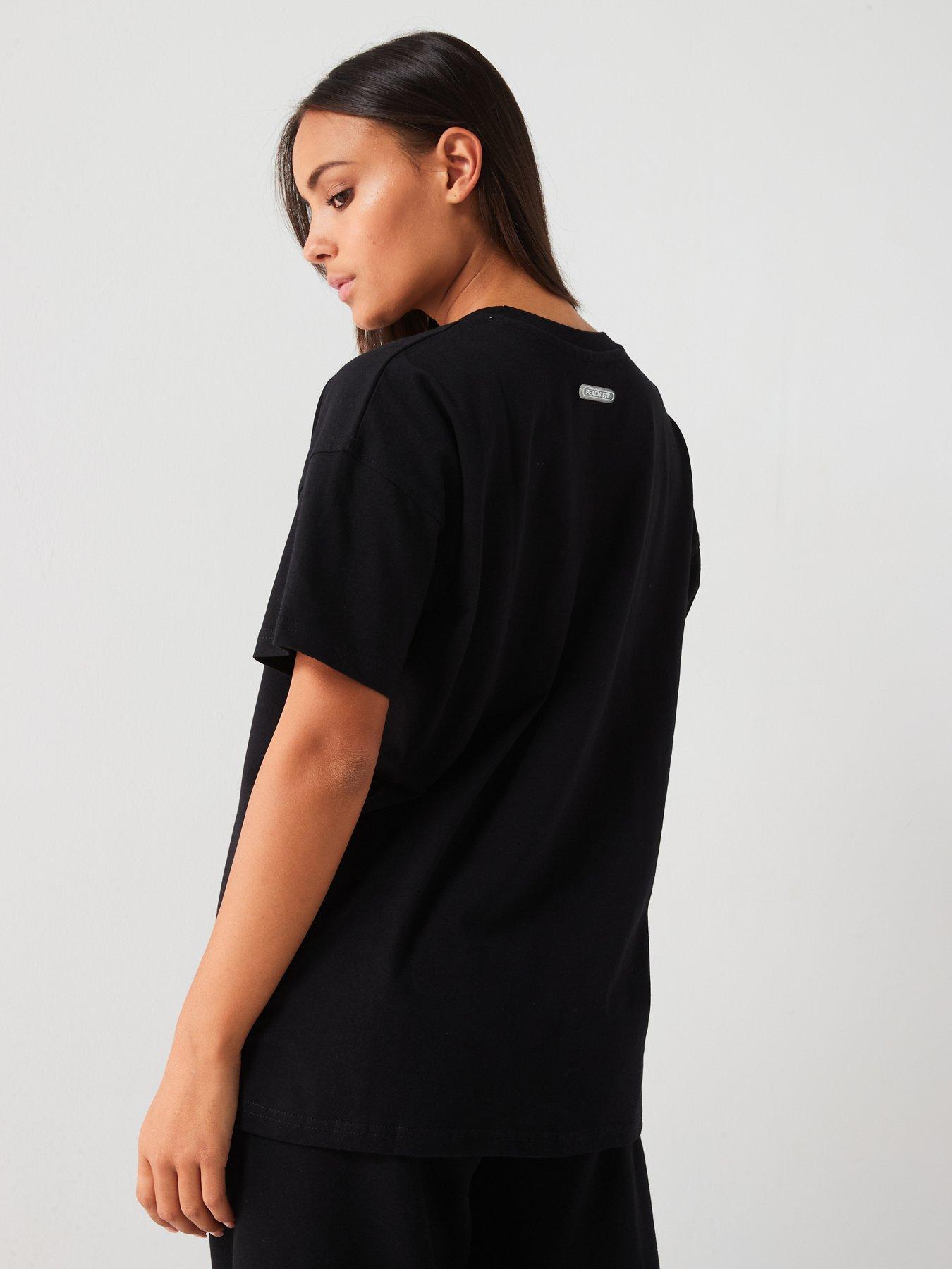 Image 2 of 6 of Peach Fit Womens Ivy Oversized T-Shirt - Black