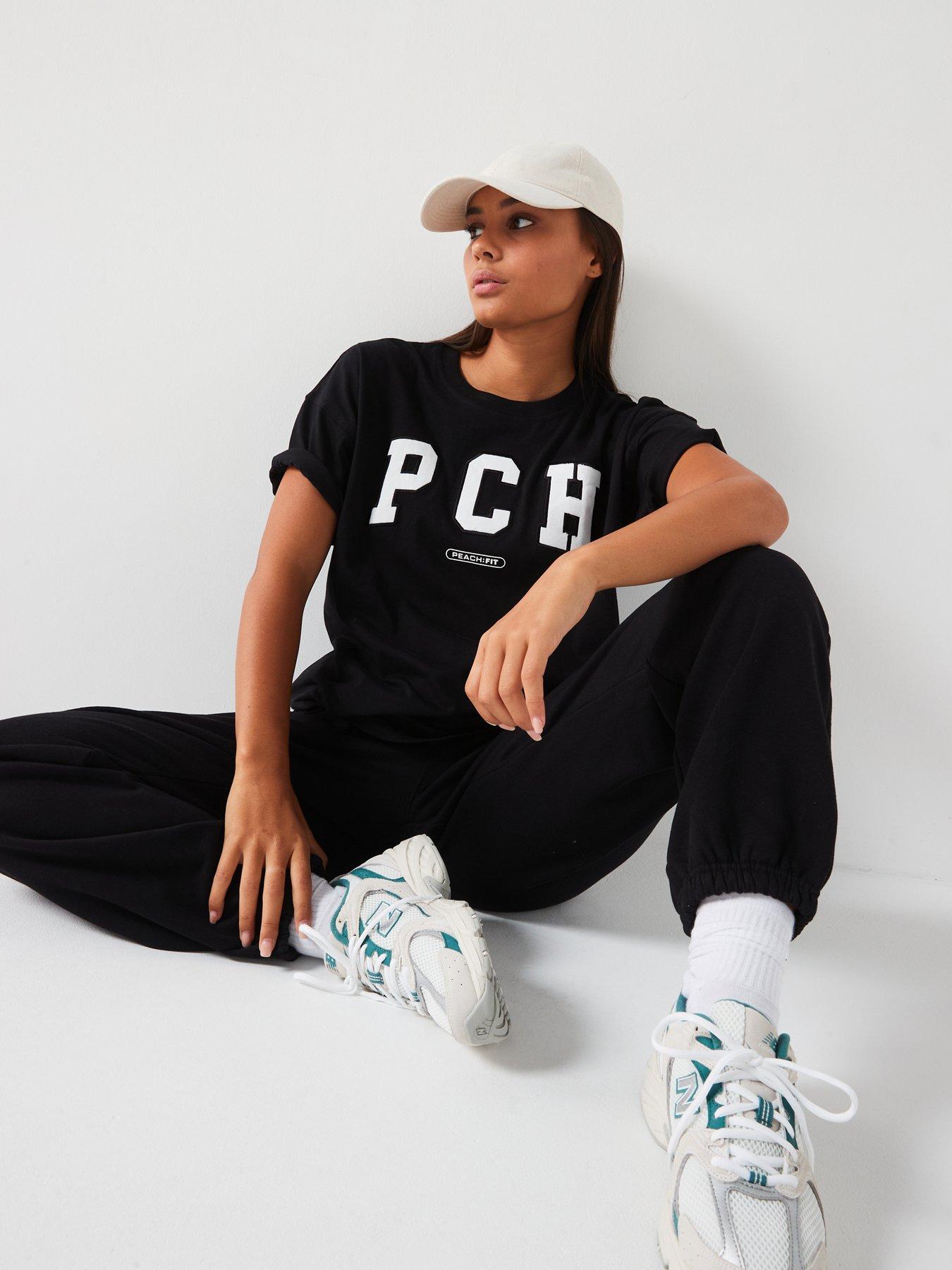 Image 5 of 6 of Peach Fit Womens Ivy Oversized T-Shirt - Black