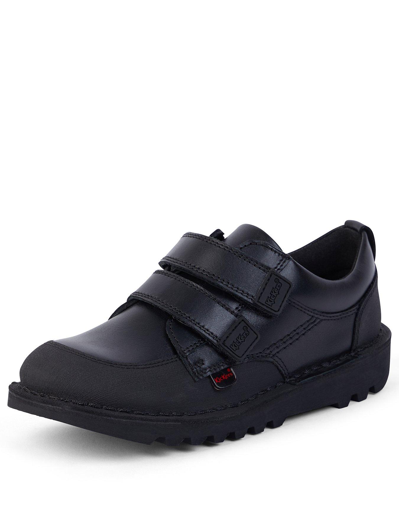 Kickers Boys Kick Scuff Twin Leather School Shoe - Black | Very