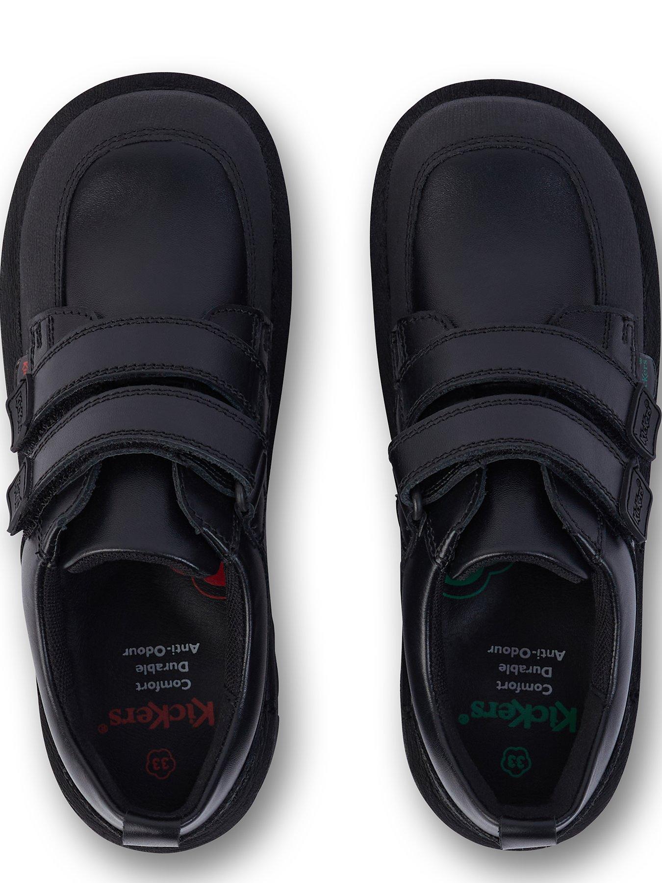 Kickers Boys Kick Scuff Twin Leather School Shoe - Black | Very