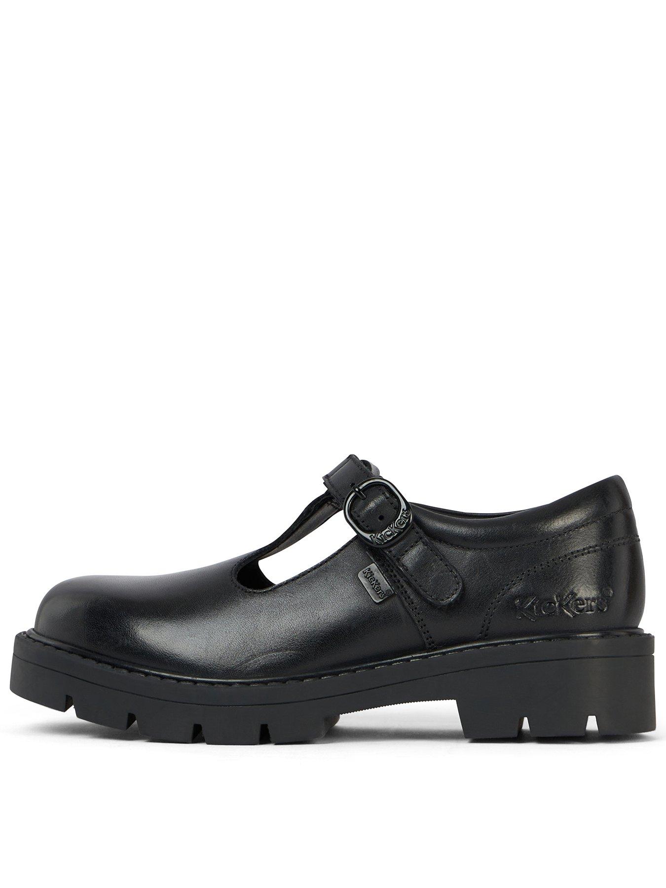undefined Girls Kori T Bar Leather School Shoe - Black