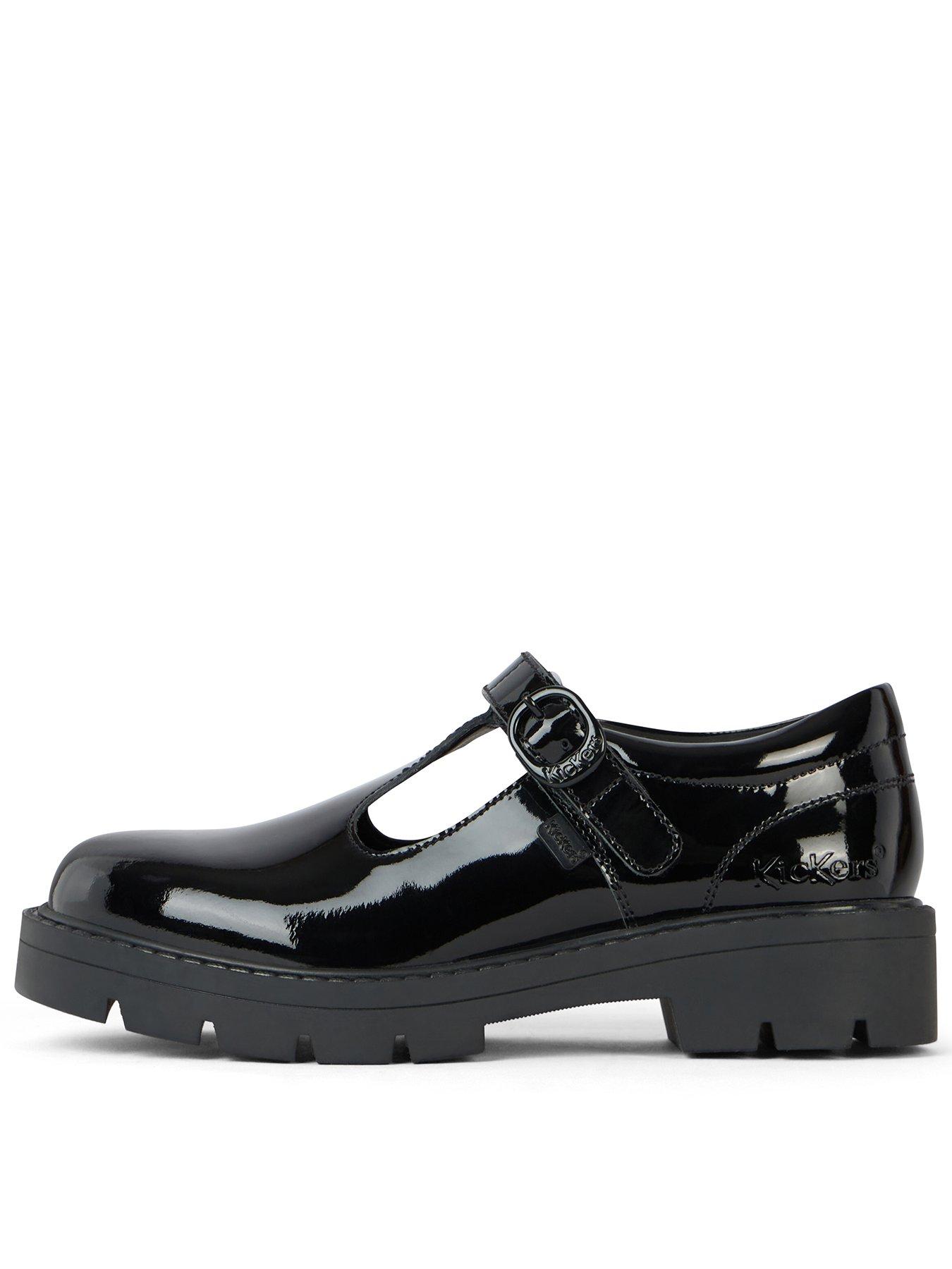 Image 1 of 6 of Kickers Girls Kori T Bar Patent Leather School Shoe - Black