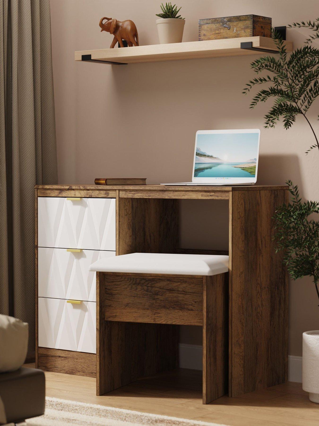 Product photograph of Swift Texas Ready Assembled 3 Drawer Desk Dressing Table from very.co.uk