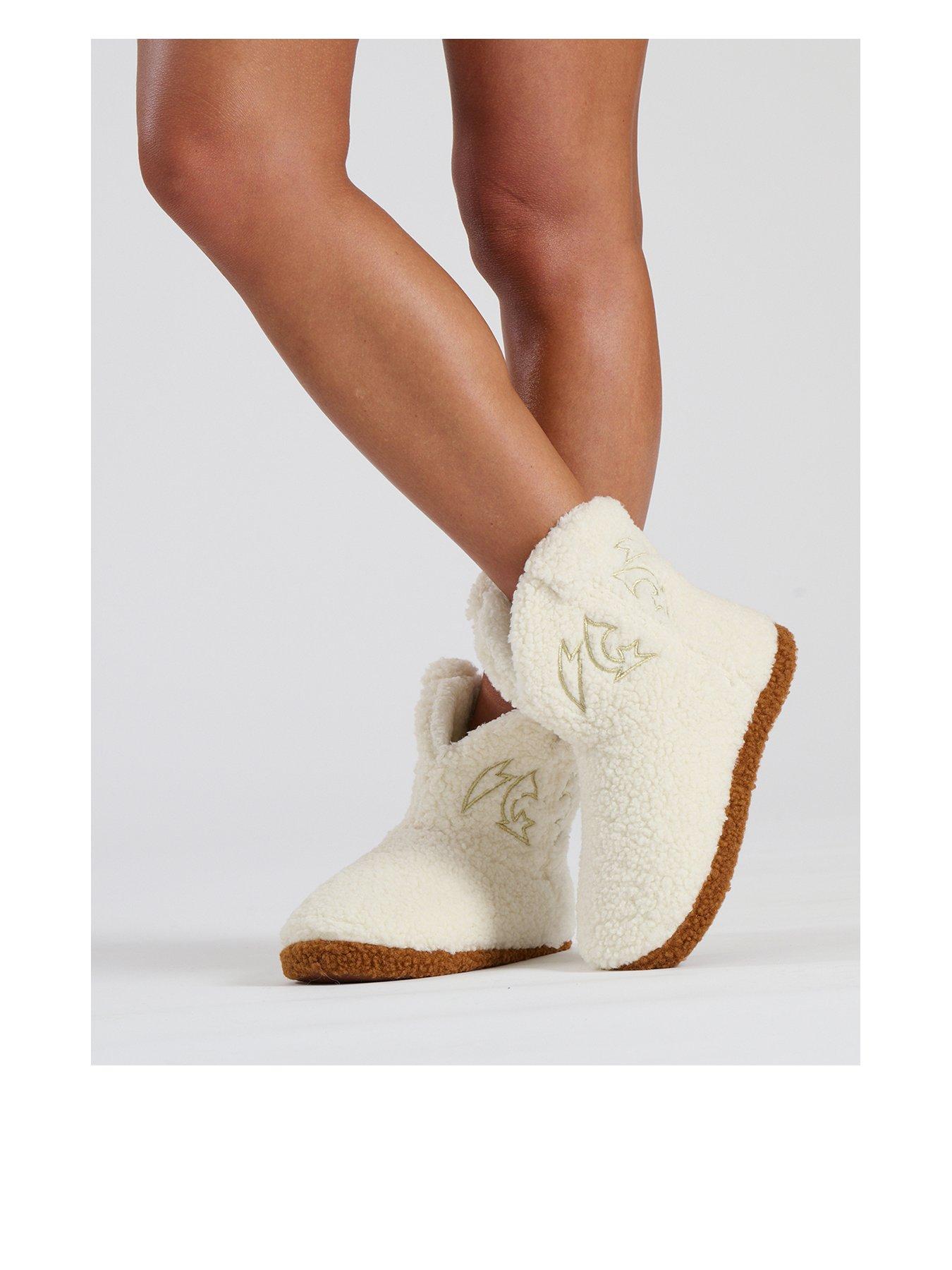 Cream slipper boots hot sale