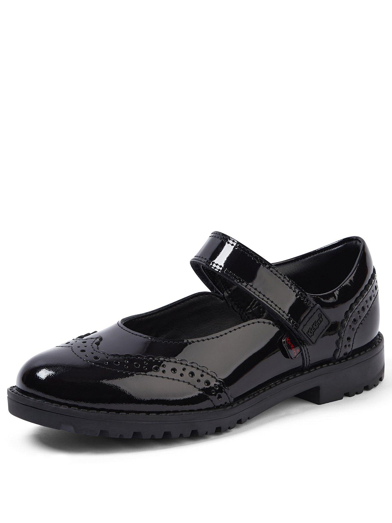 Kickers Girls Lachly Mj Brogue Patent Leather School Shoe Black Very