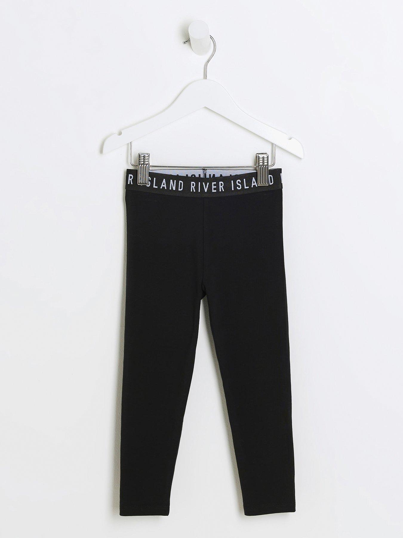 Image 1 of 4 of River Island Mini Girls Waistband Legging - Black
