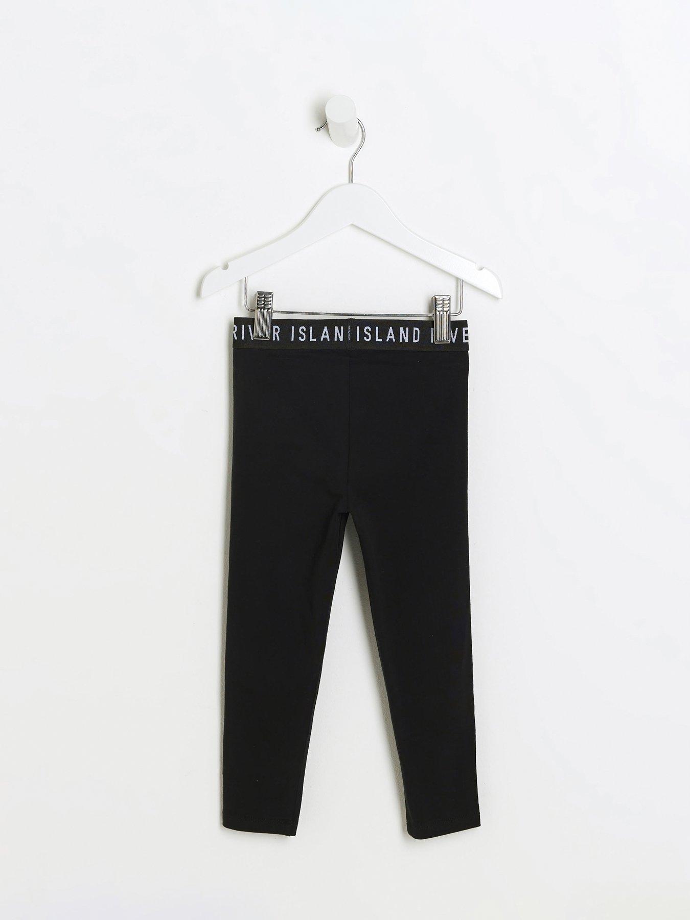 Image 2 of 4 of River Island Mini Girls Waistband Legging - Black