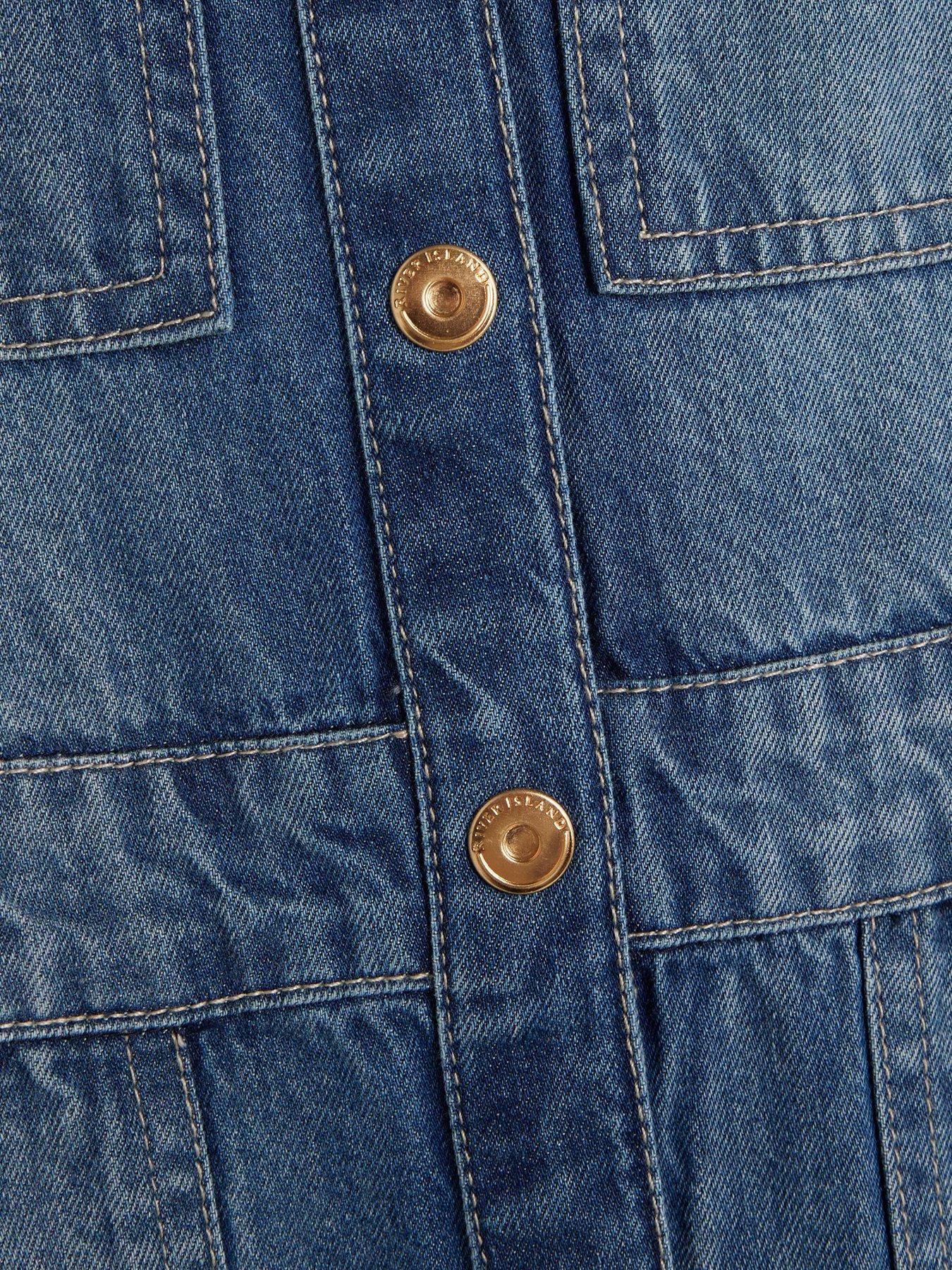 River Island Girls Denim Pinafore Dress Blue Very