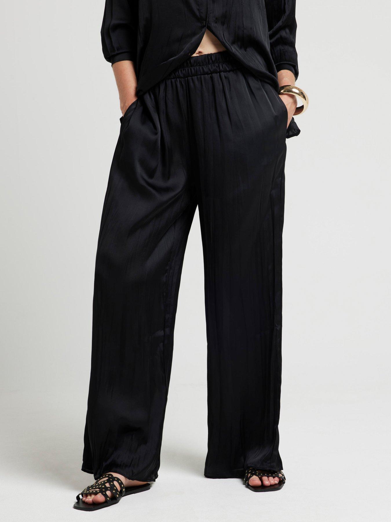 River Island Crinkle Elasticated Trousers - Black | Very.co.uk