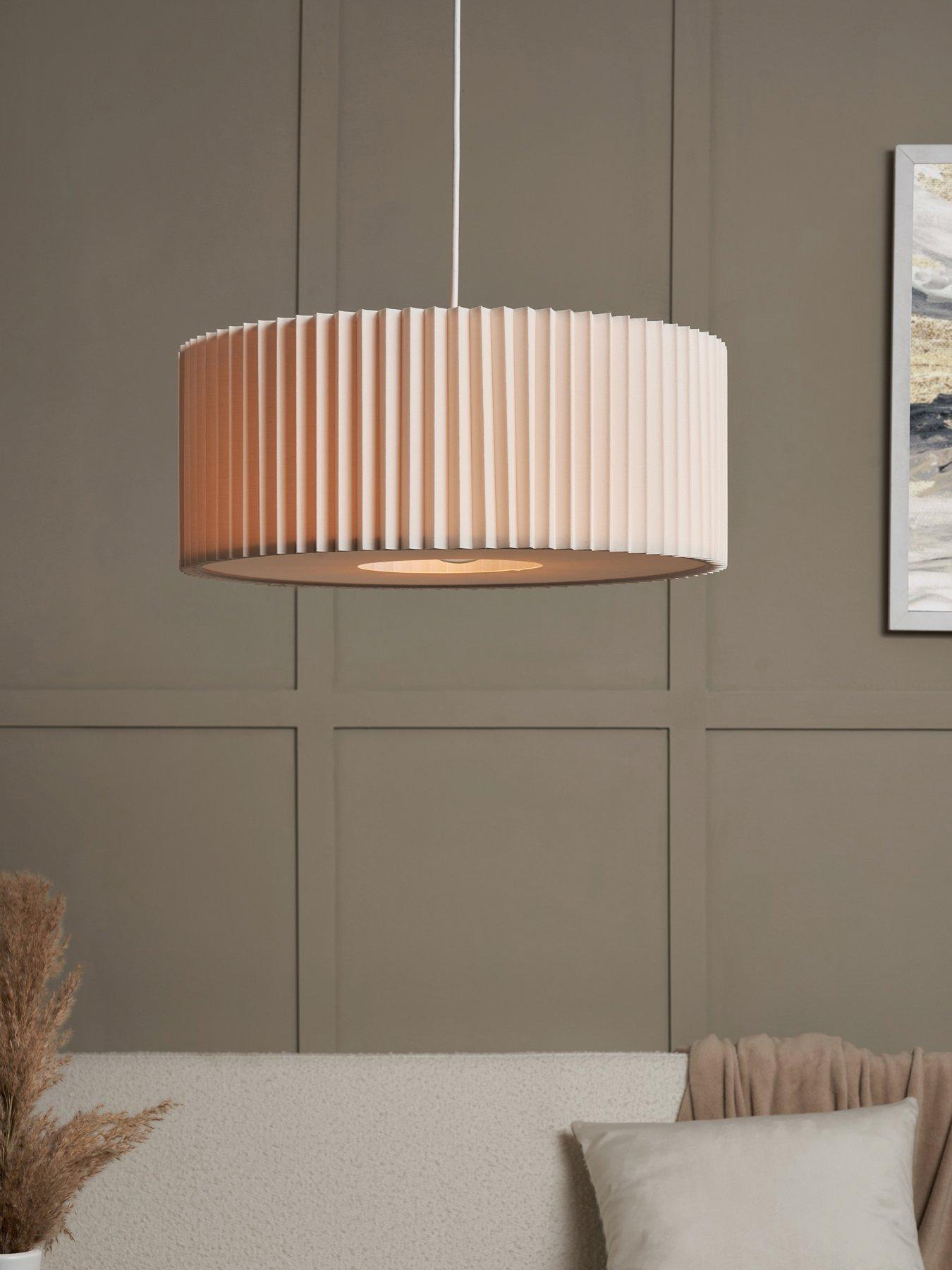 undefined Large Knife Pleat Easy-Fit Light Shade with Diffuser – White