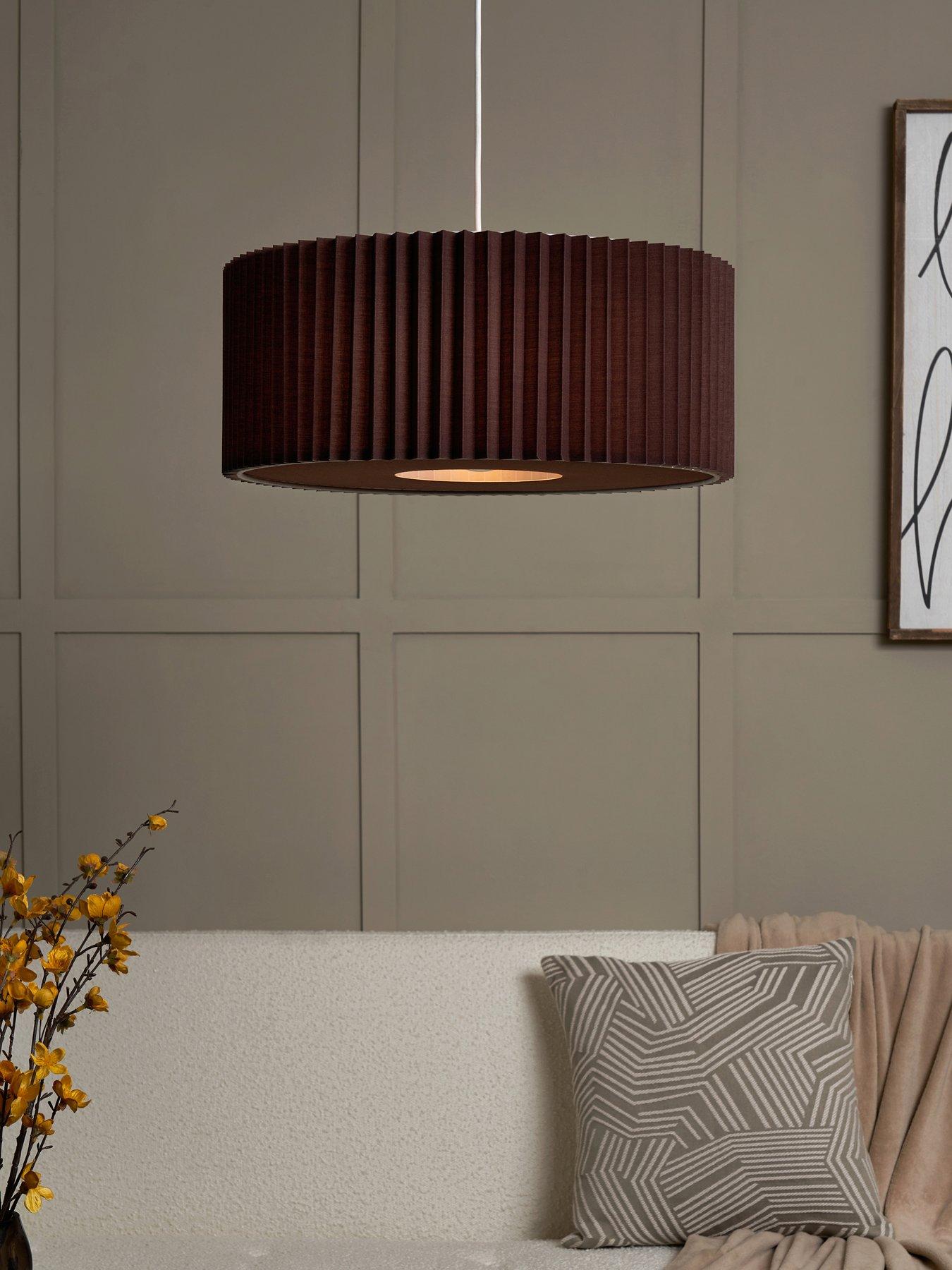 Product photograph of Very Home Large Knife Pleat Easy-fit Light Shade With Diffuser Ndash Dark Brown from very.co.uk