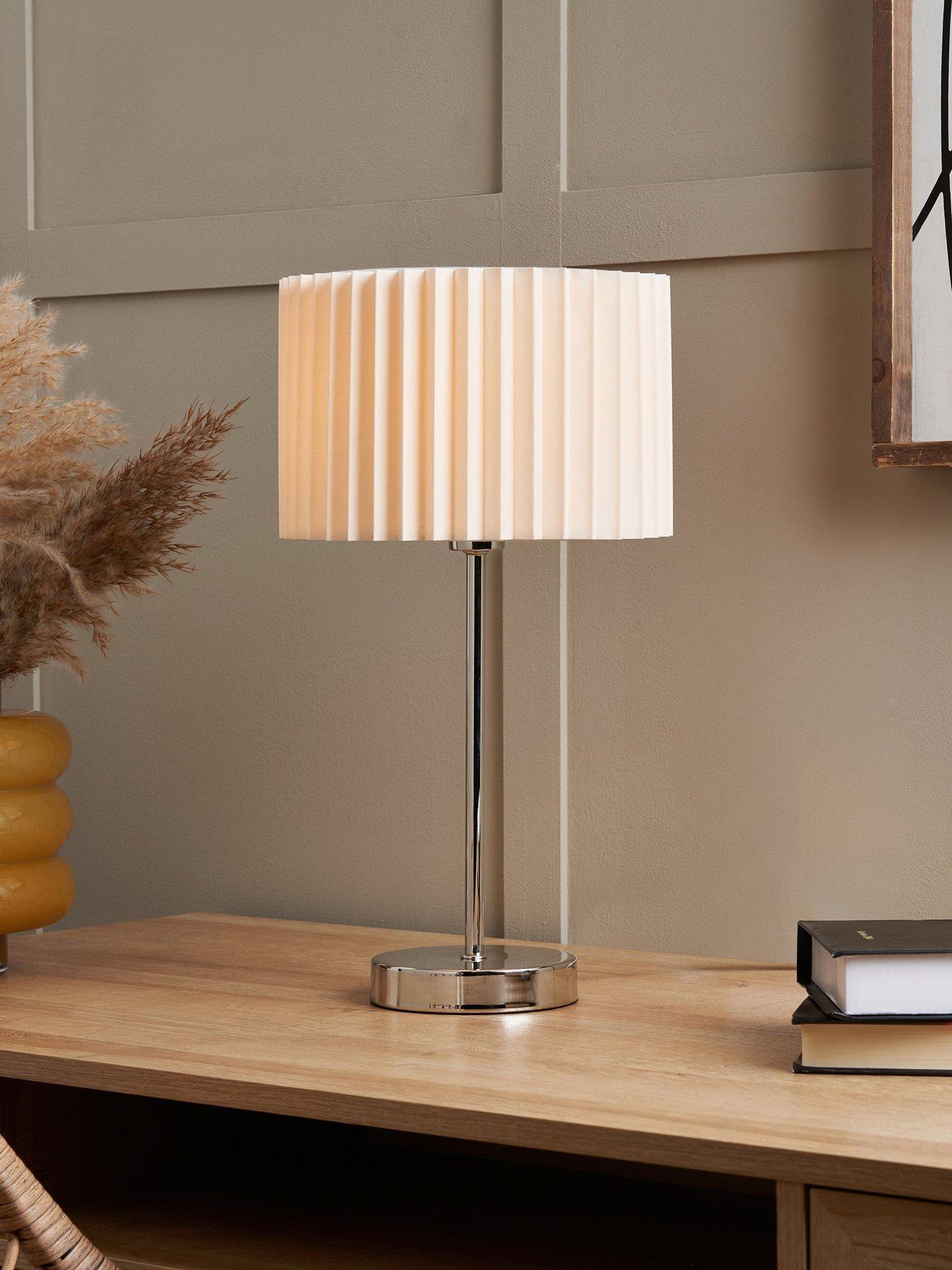 Product photograph of Very Home Knife Pleated Table Lamp from very.co.uk