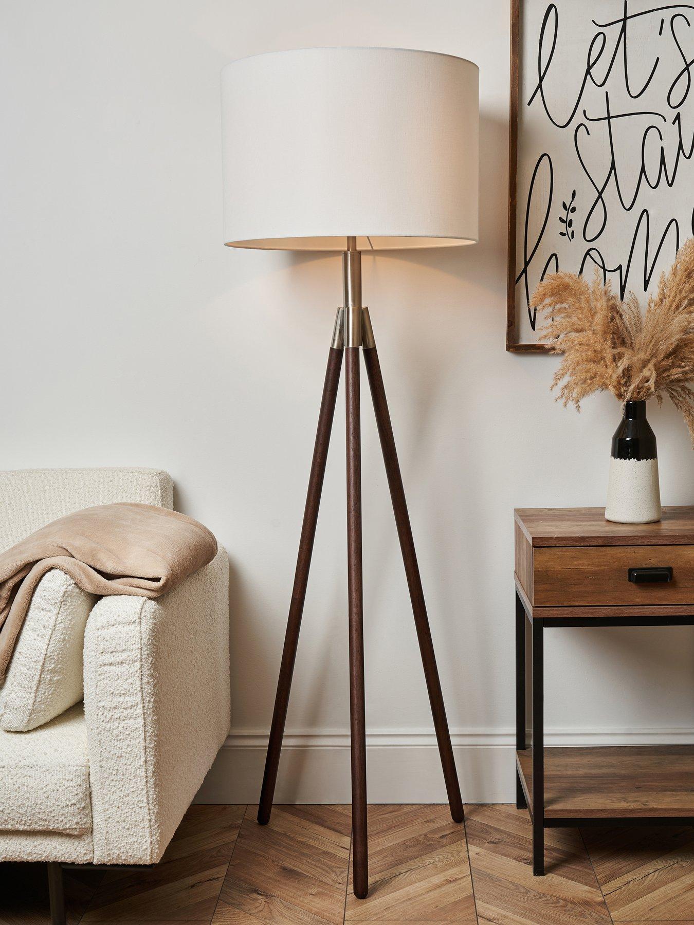 undefined Wooden Tripod Floor Lamp