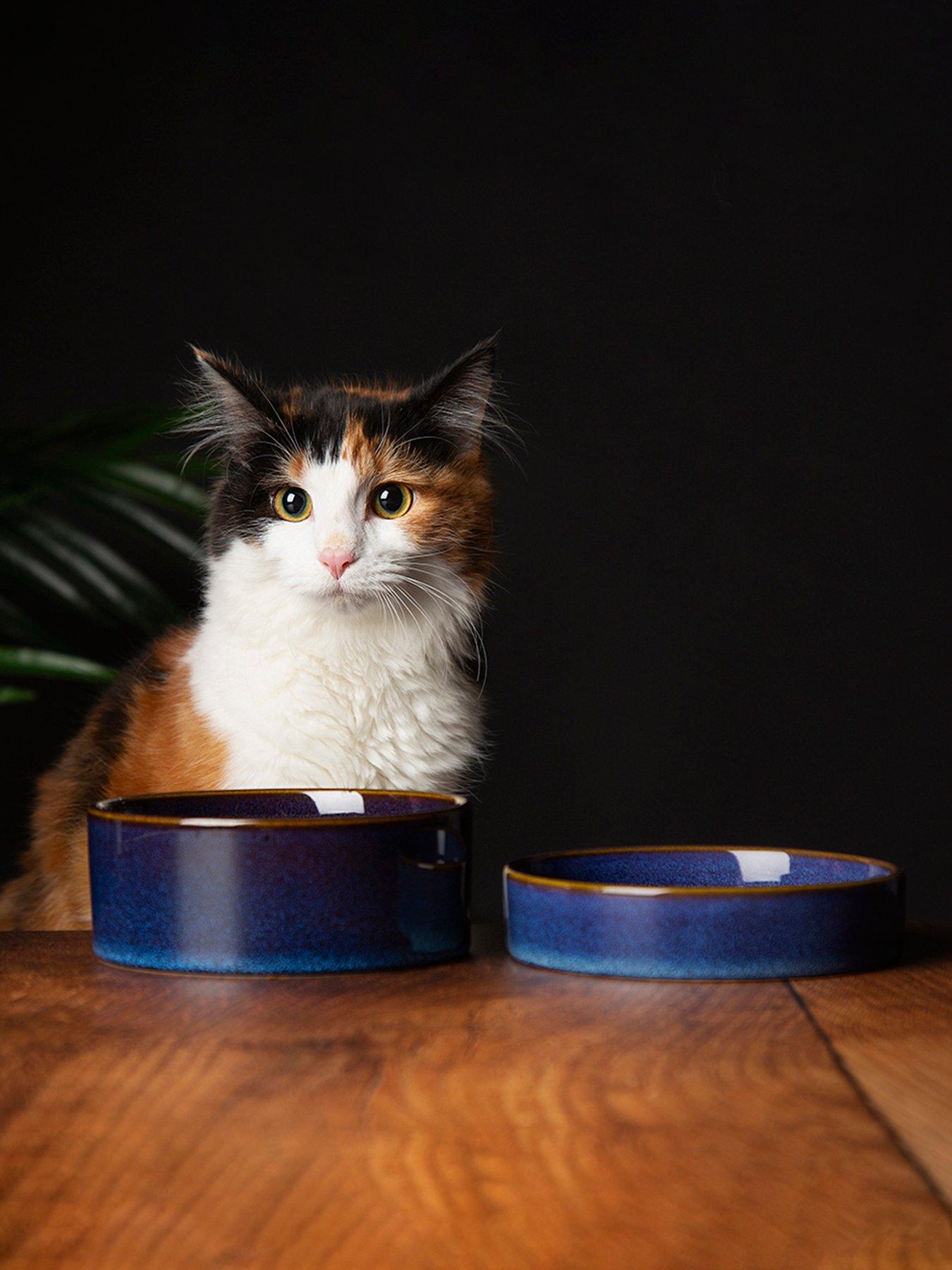 Product photograph of Scruffs Reactive Cat Food Amp Drink Bowl 2-piece Set - Midnight Blue from very.co.uk