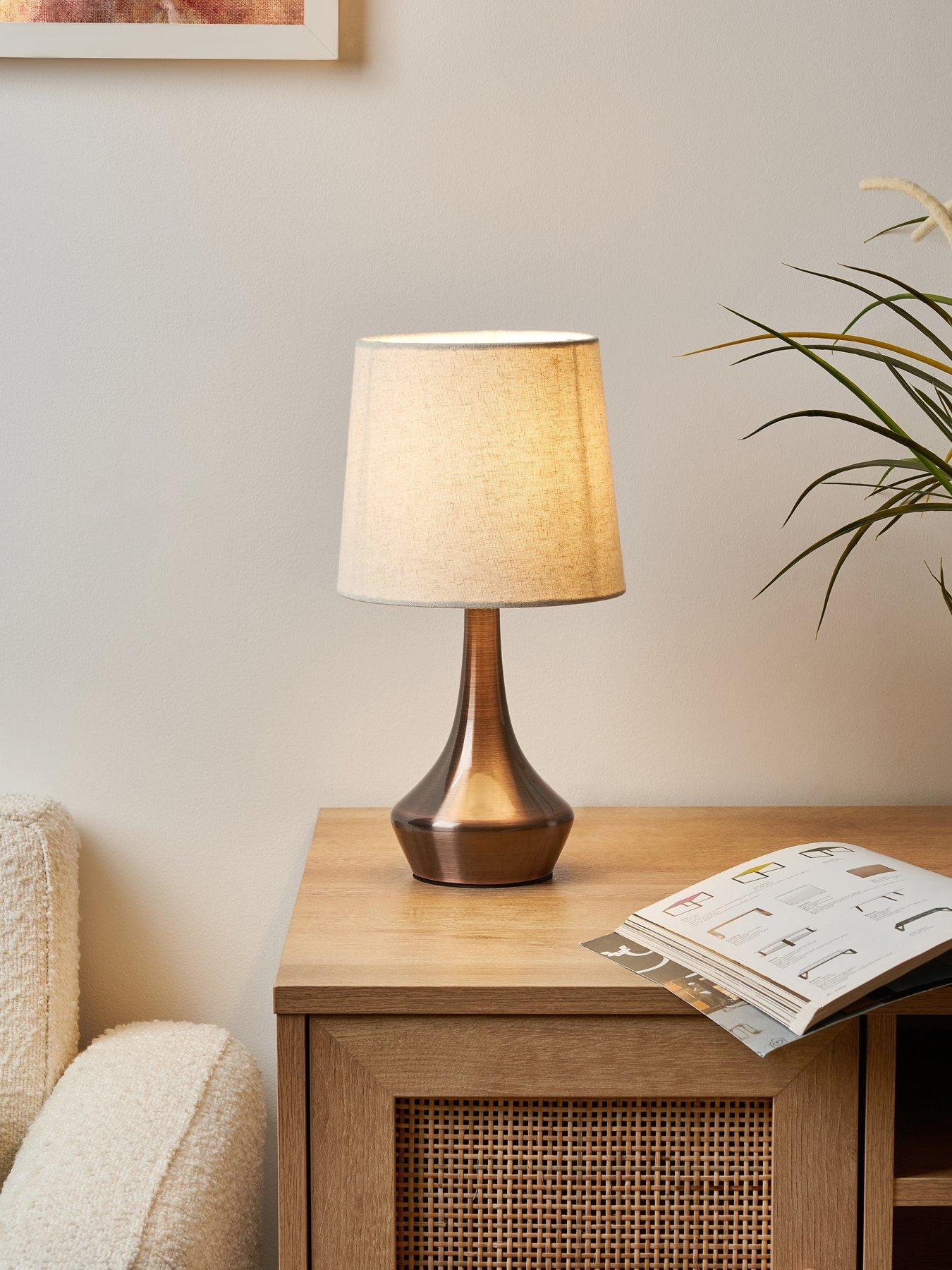 undefined Small Metal Bedside Table Lamp