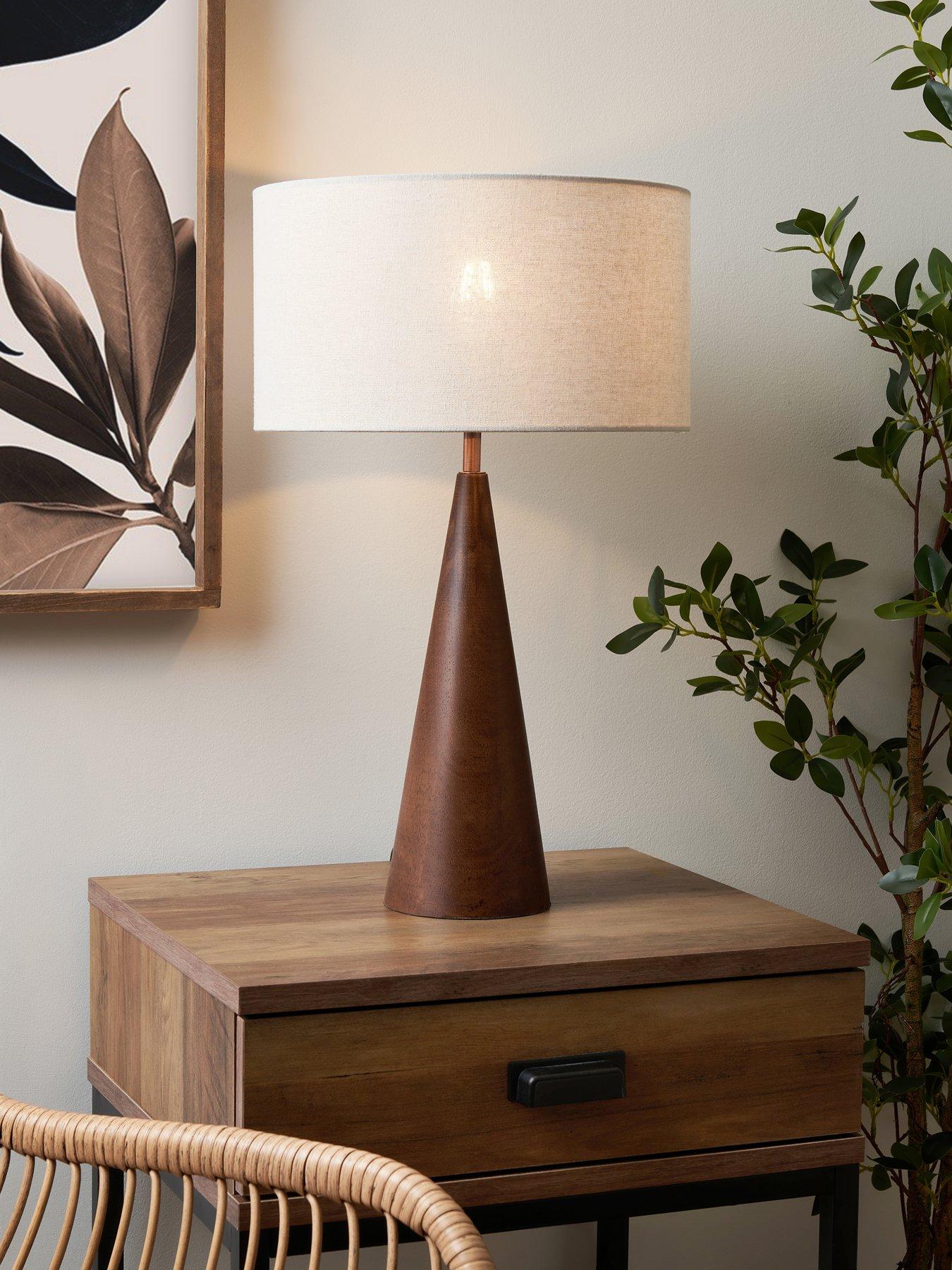 Product photograph of Very Home Conical Wooden Table Lamp from very.co.uk