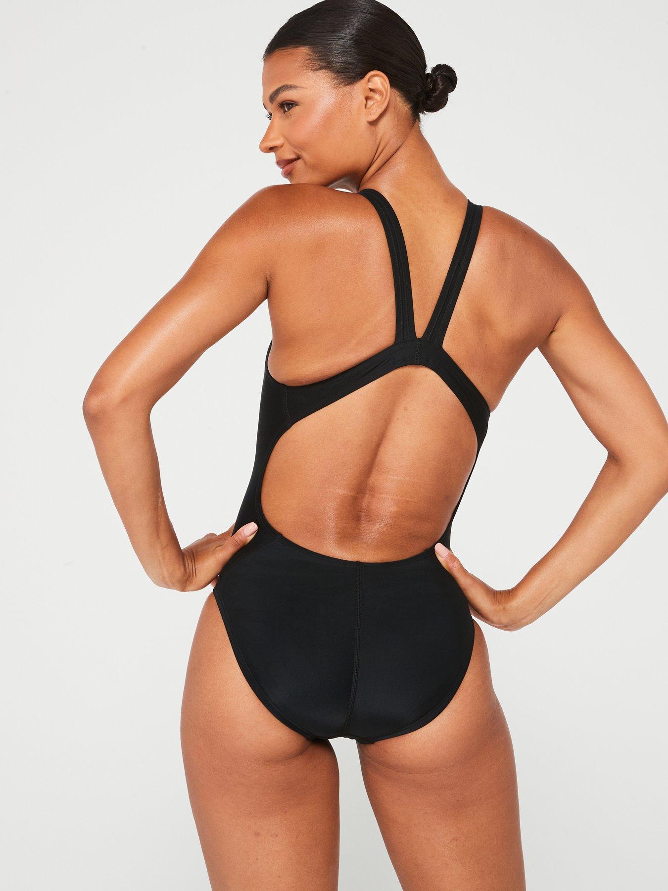 Image 3 of 4 of Nike Solid Fastback One Piece Swimsuit - Black