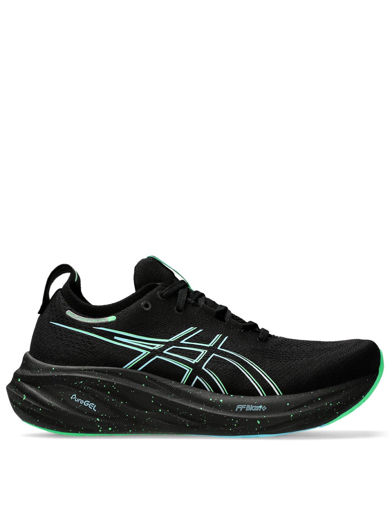 Asics running trainers black best sale