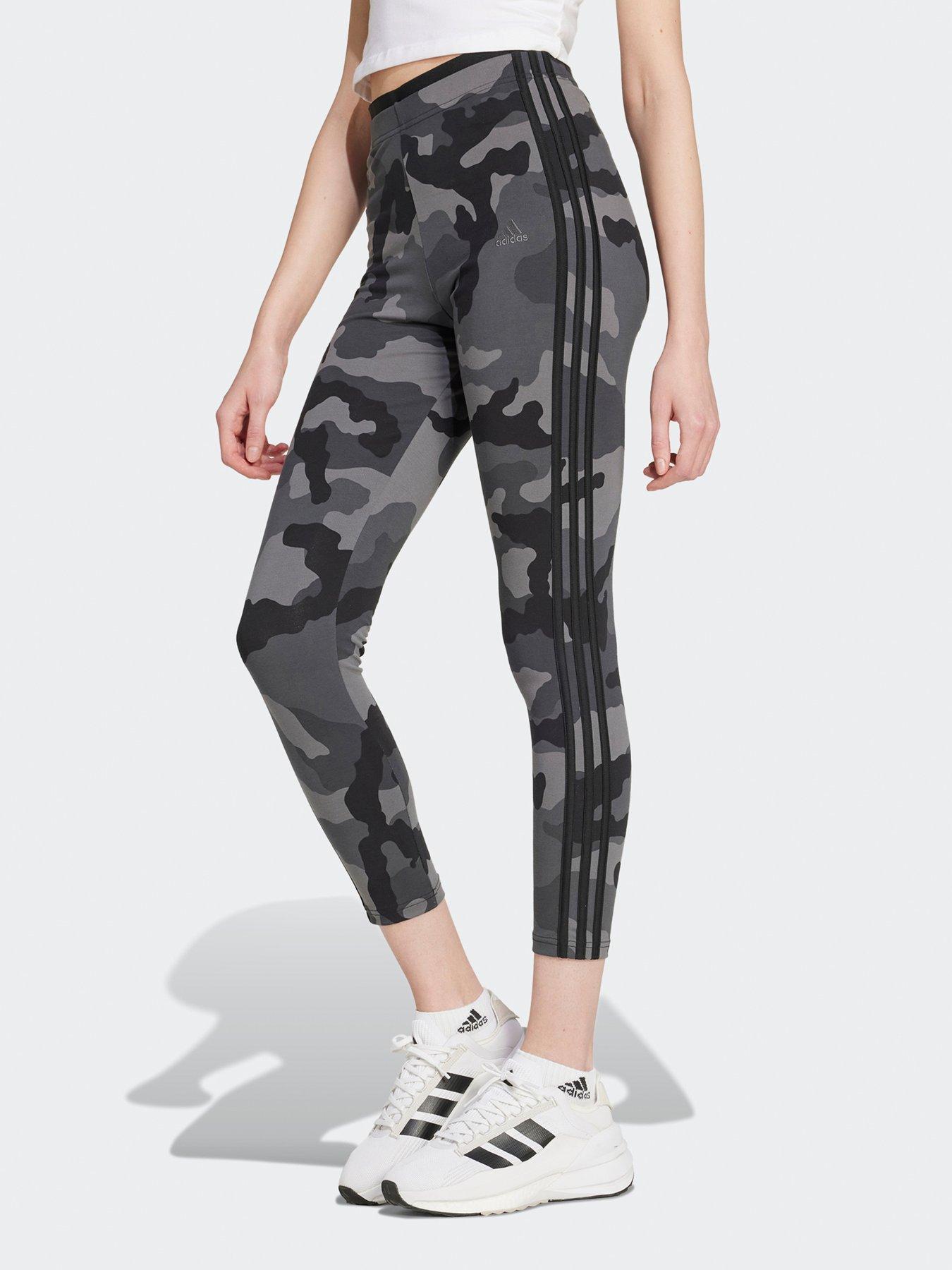 Adidas 3 stripe leggings grey hotsell