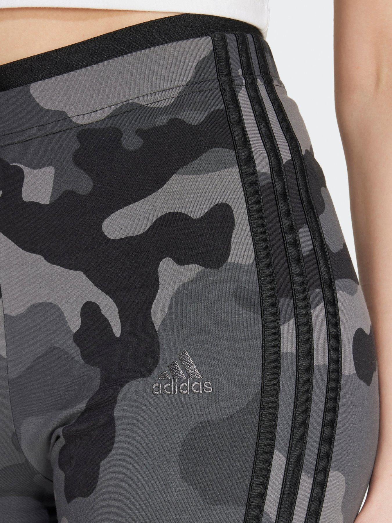 Womens Camo 3 Stripe Leggings Black