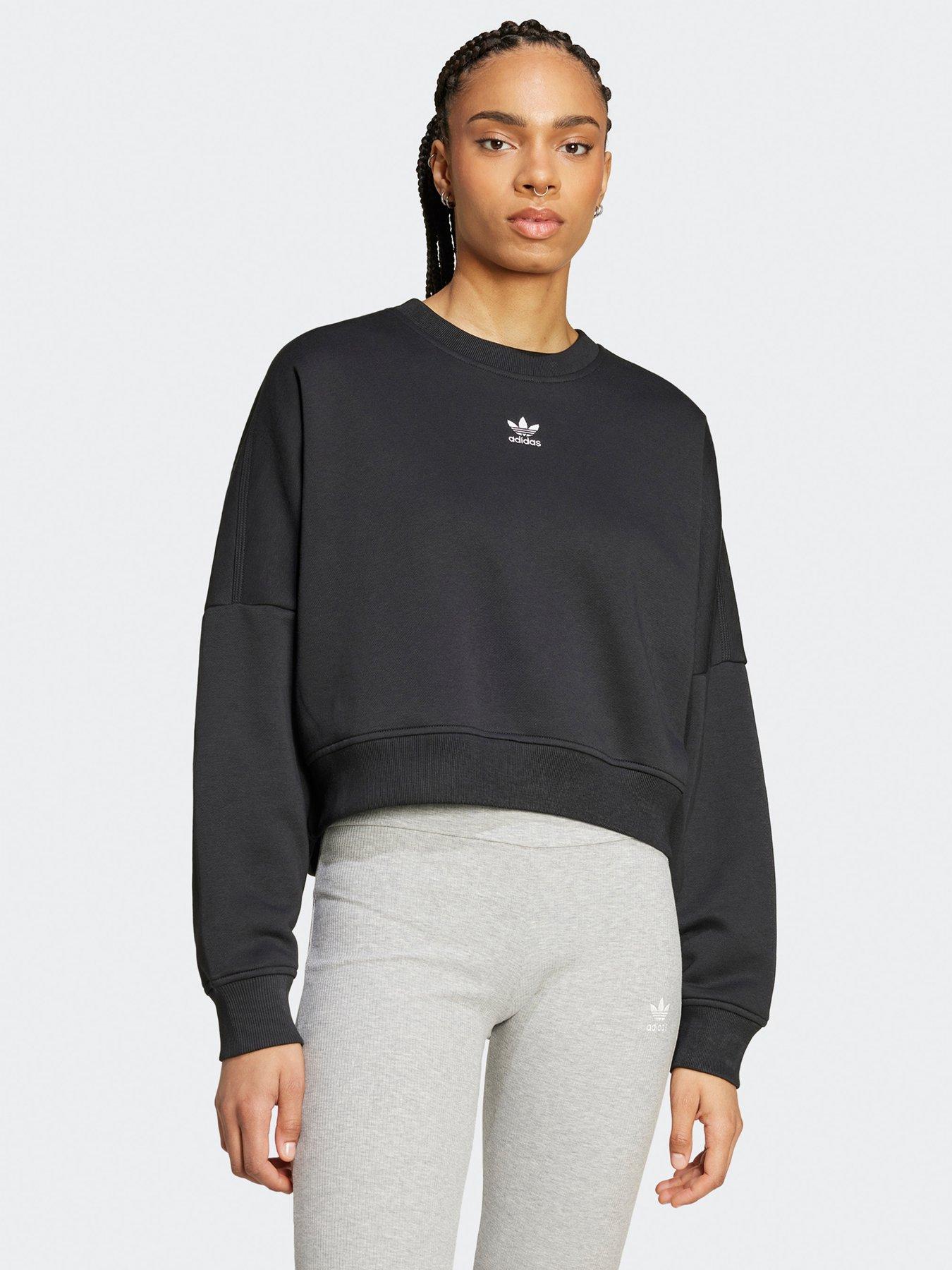 adidas Originals Womens Essentials Crew Fleece Black Very