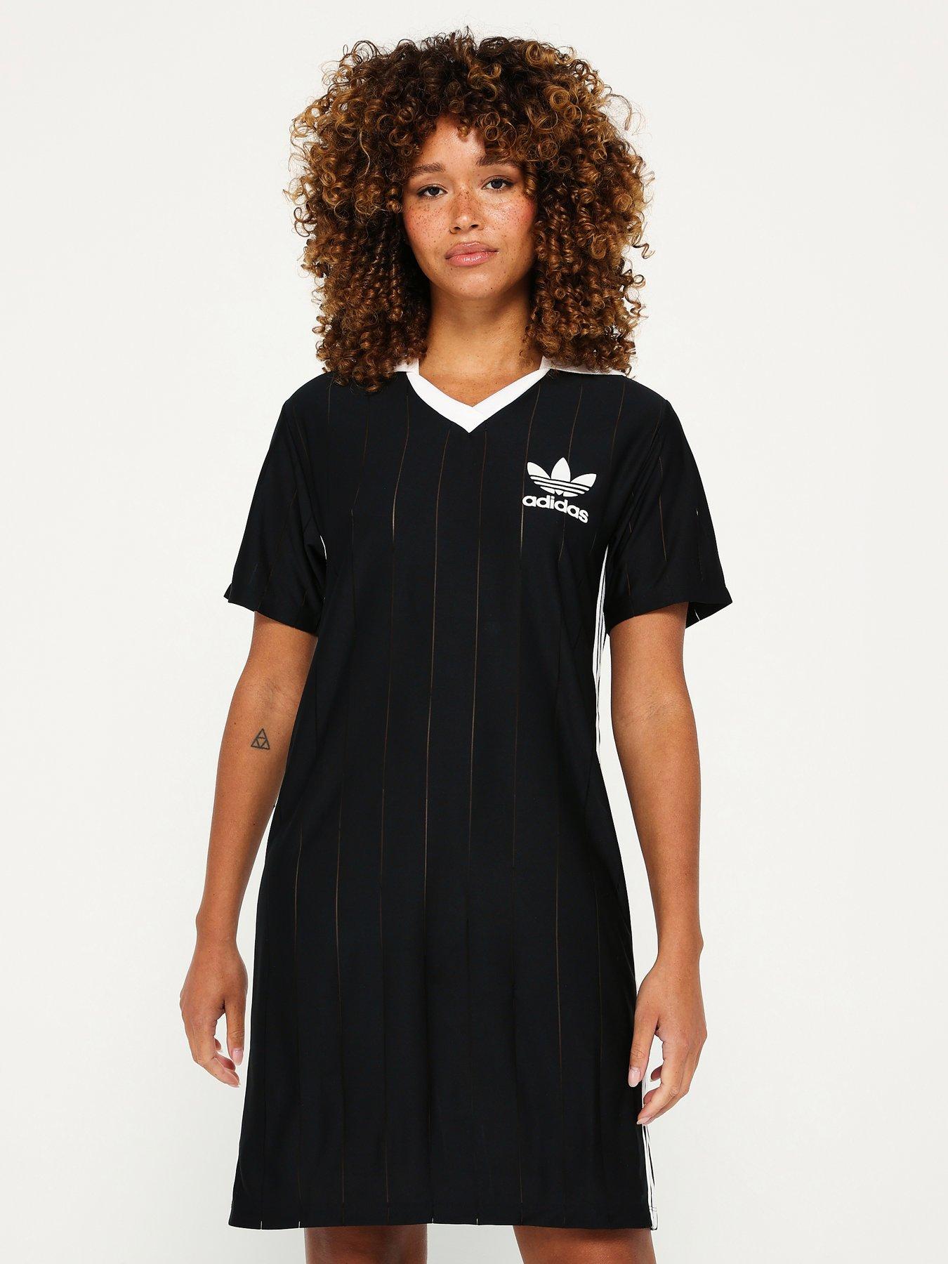 Adidas Originals Womens 3 Stripe Pinstripe Dress - Black, Black, Size S, Women