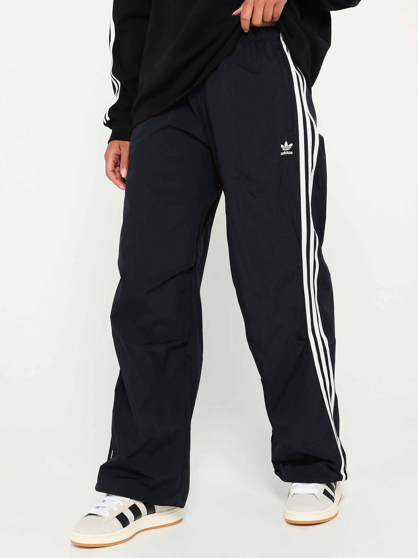 Womens 3 Stripe Woven Parachute Pants Black
