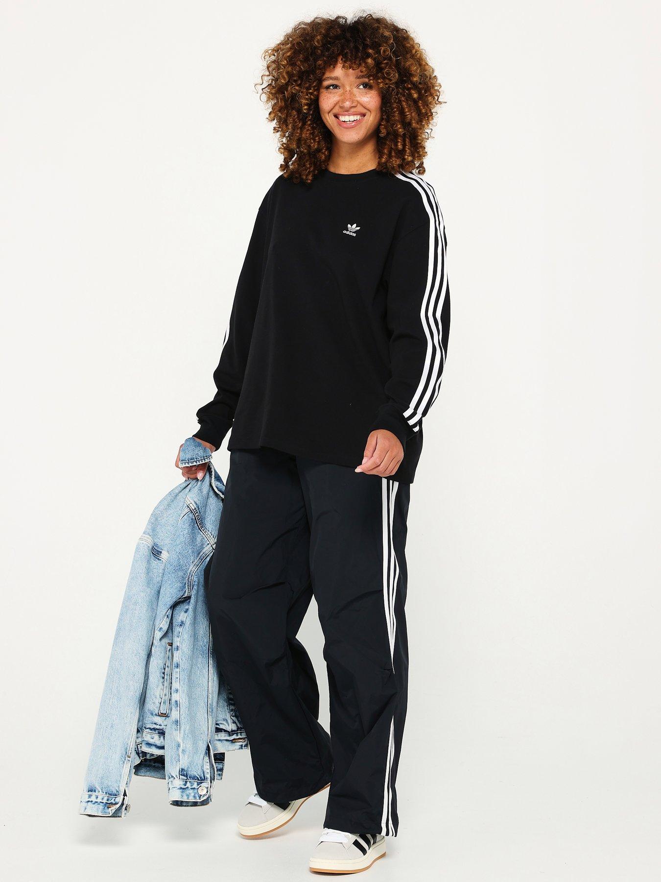 Image 3 of 5 of adidas Originals Womens 3 Stripe Woven Parachute Pants - Black