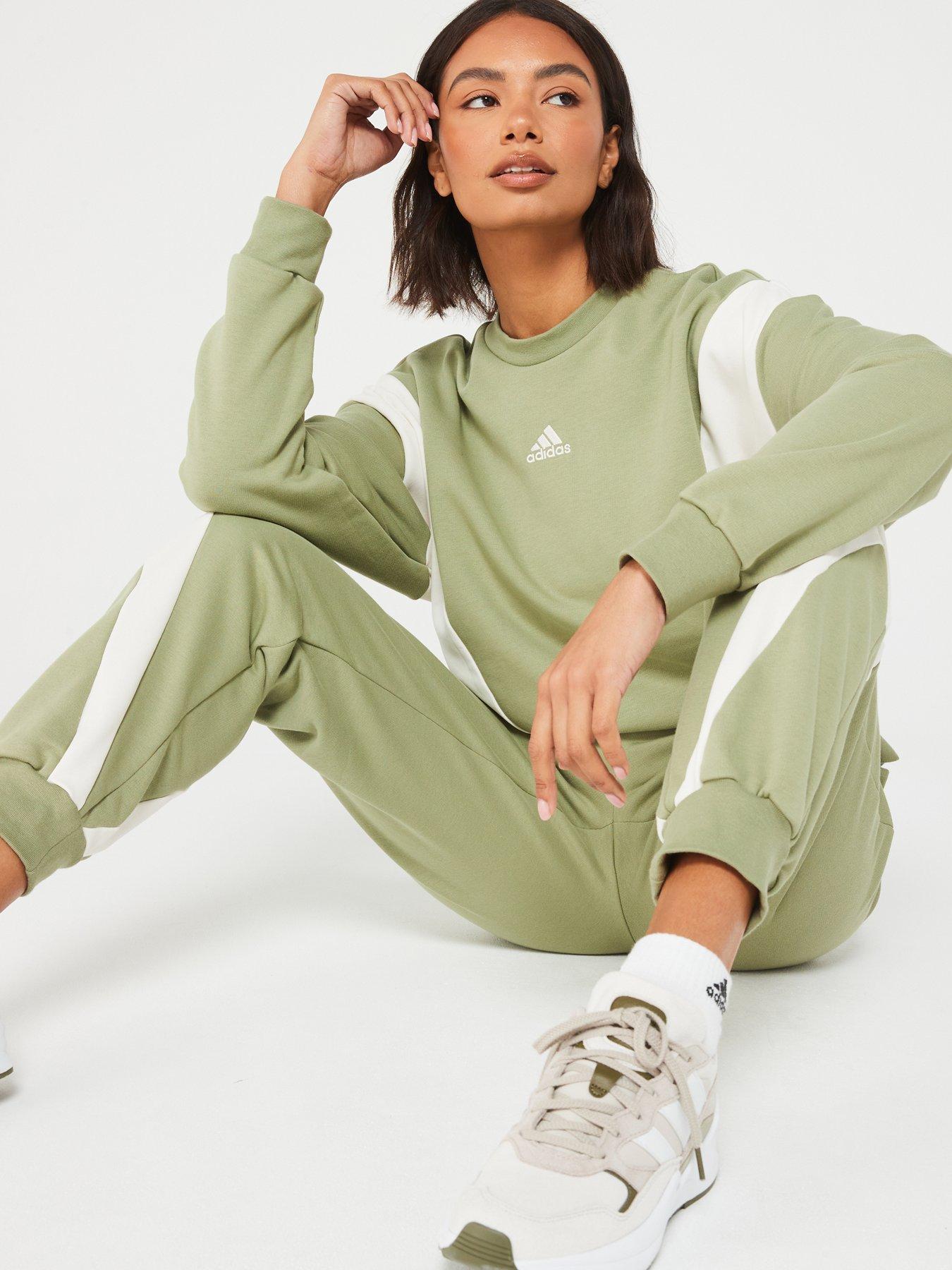 Green and white adidas tracksuit top best sale