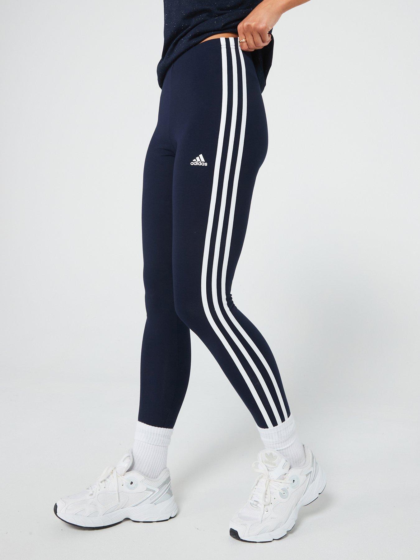 undefined Womens 3 Stripe High Waisted Legging - Navy/white