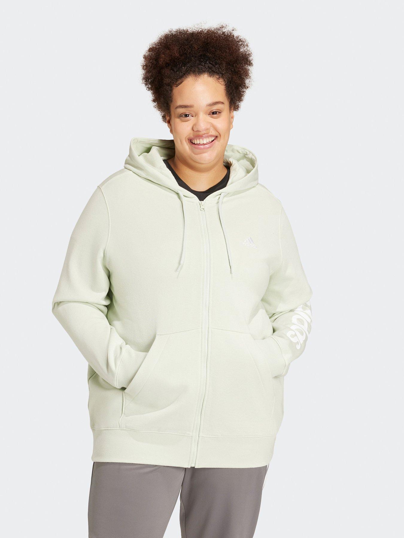 adidas Sportswear Womens Linear French Terry Full Zip Hoodie Plus Size Green Very