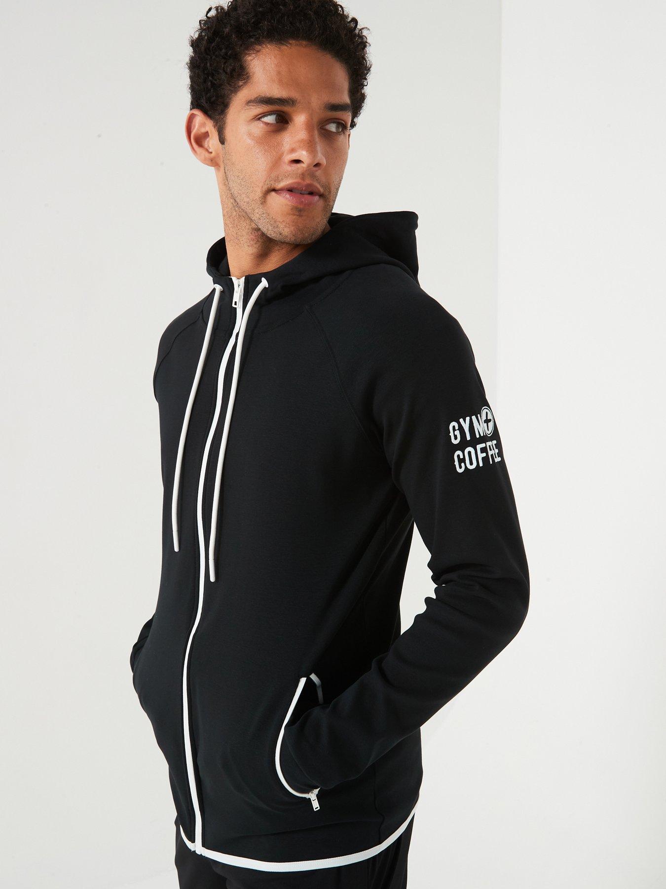 Image 1 of 6 of Gym + Coffee Mens Training Chill Zip Hoodie - Black