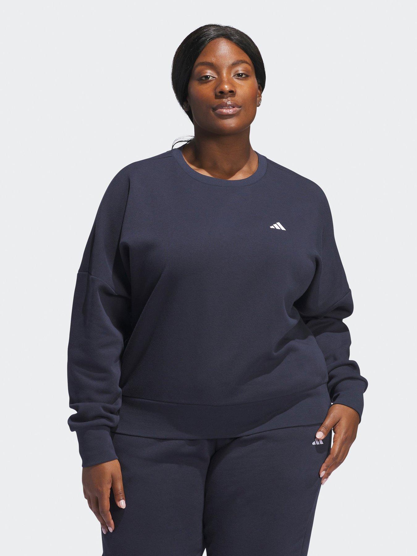 undefined Womens Small Logo Feel Cozy Crew Sweat - Plus Size - Navy
