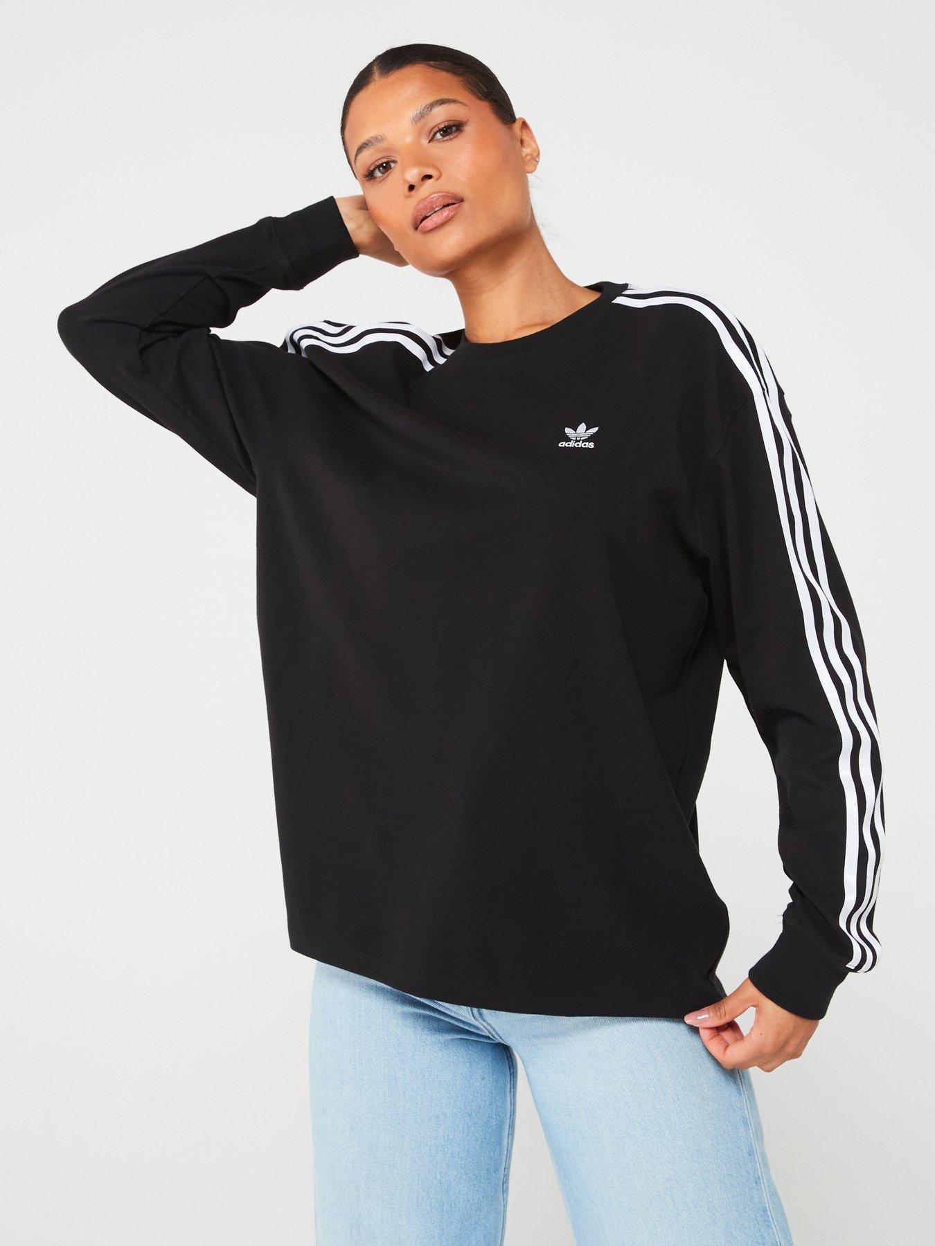 Womens 3 Stripe Longsleeve Tee Black