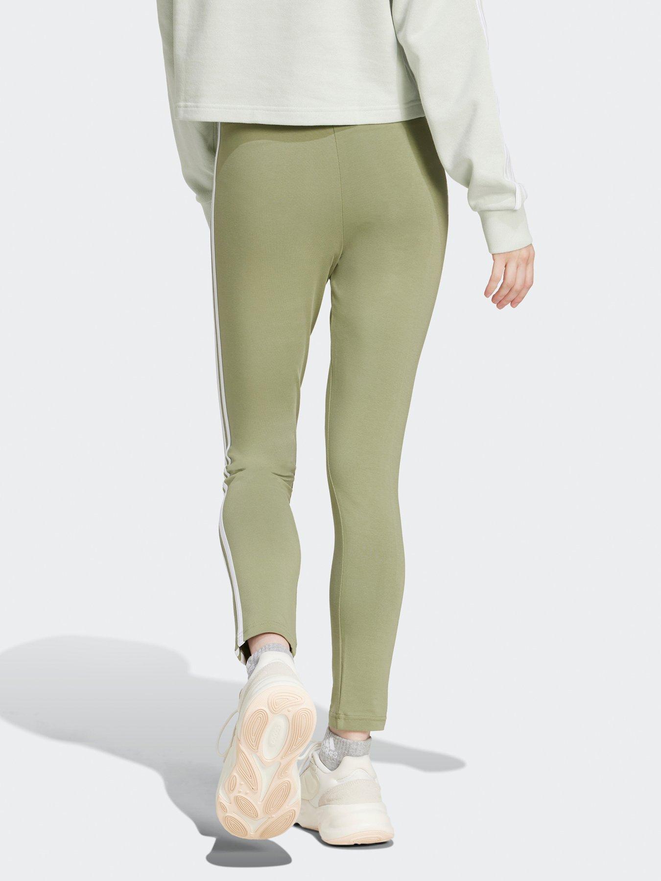 Adidas 3 stripe leggings green deals