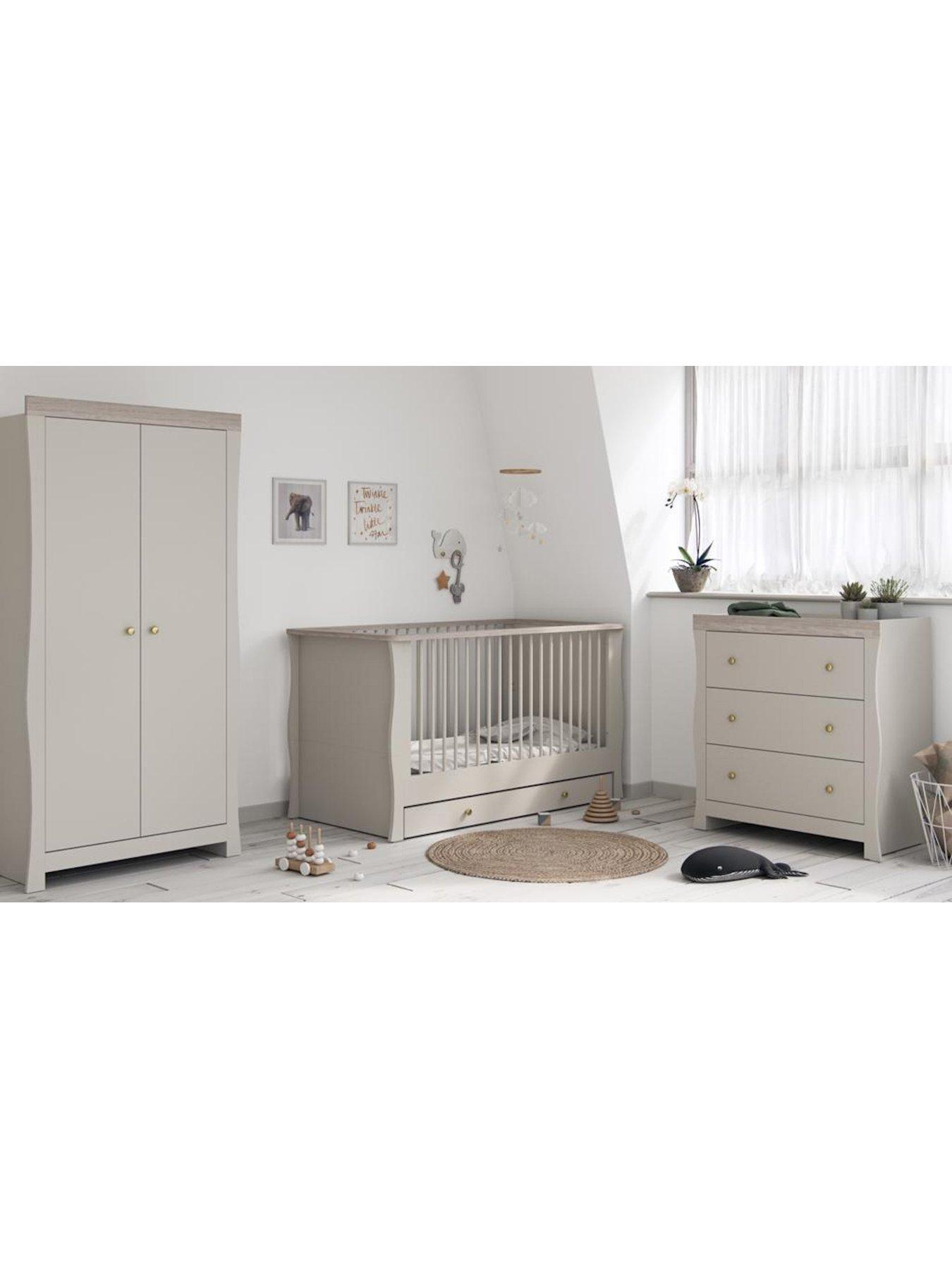 Product photograph of Little Acorns Celeste 4 Piece Nursery Furniture Set - Cashmere Amp Grey Ash from very.co.uk