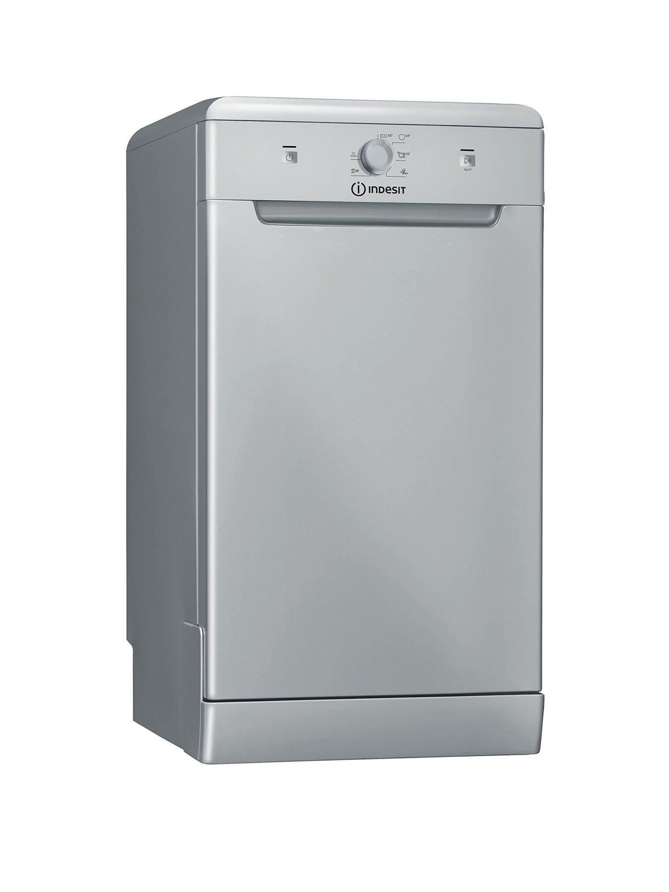 Product photograph of Indesit Slimline Df9e1b10suk Freestanding Dishwasher - Silver from very.co.uk