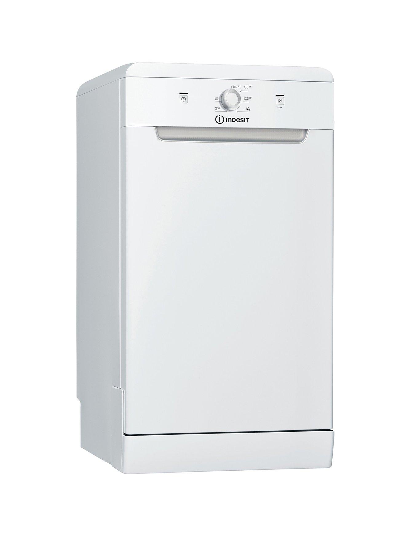 Product photograph of Indesit Slimline Df9e1b10uk Freestanding Dishwasher - White from very.co.uk