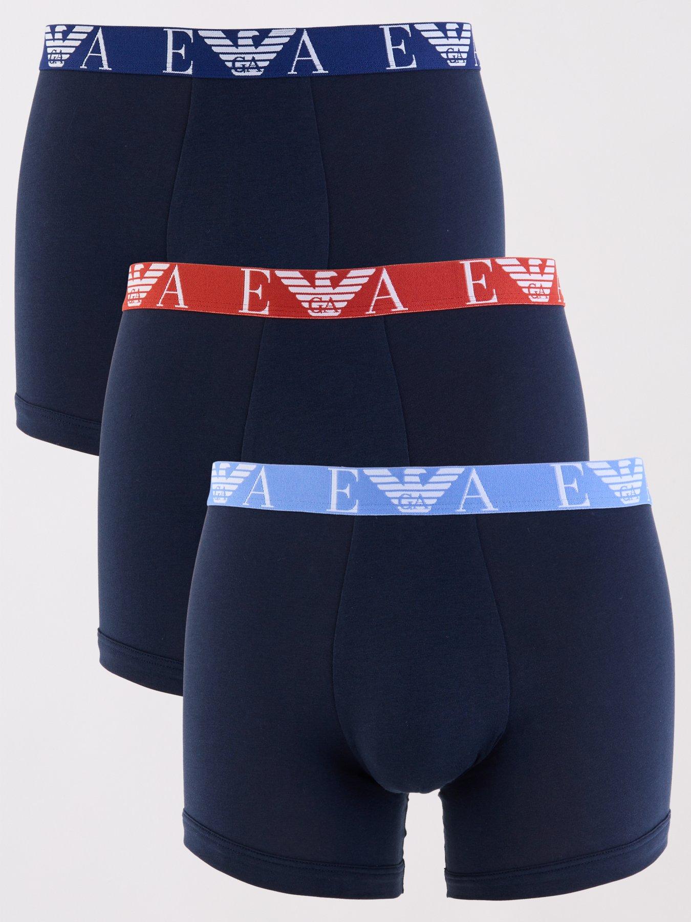 Emporio Armani Bodywear 3 Pack EVA Waistband Stretch Cotton Trunks Navy Very