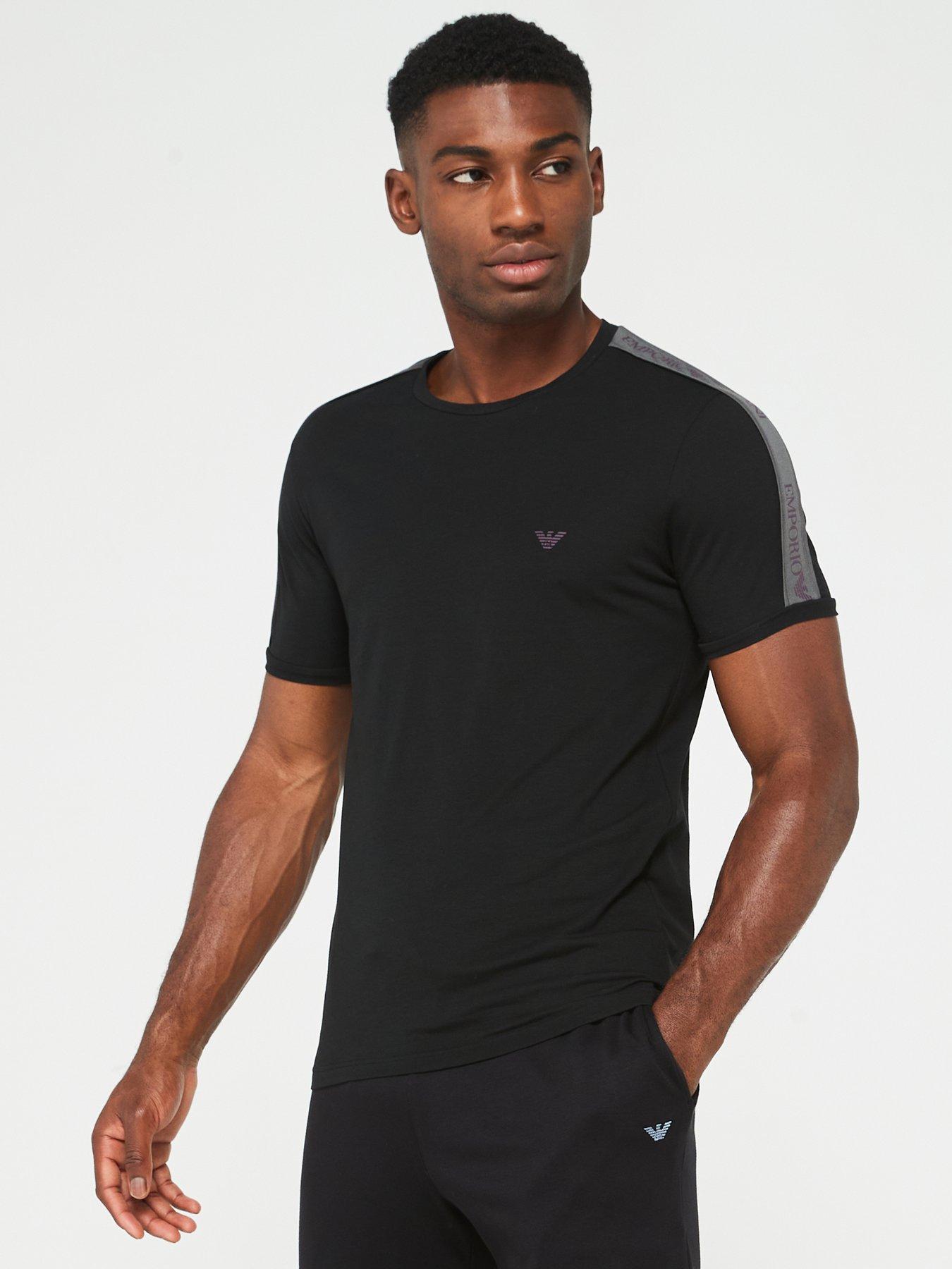 Image 1 of 5 of Emporio Armani Bodywear Left Chest Logo Taping T-Shirt - Black
