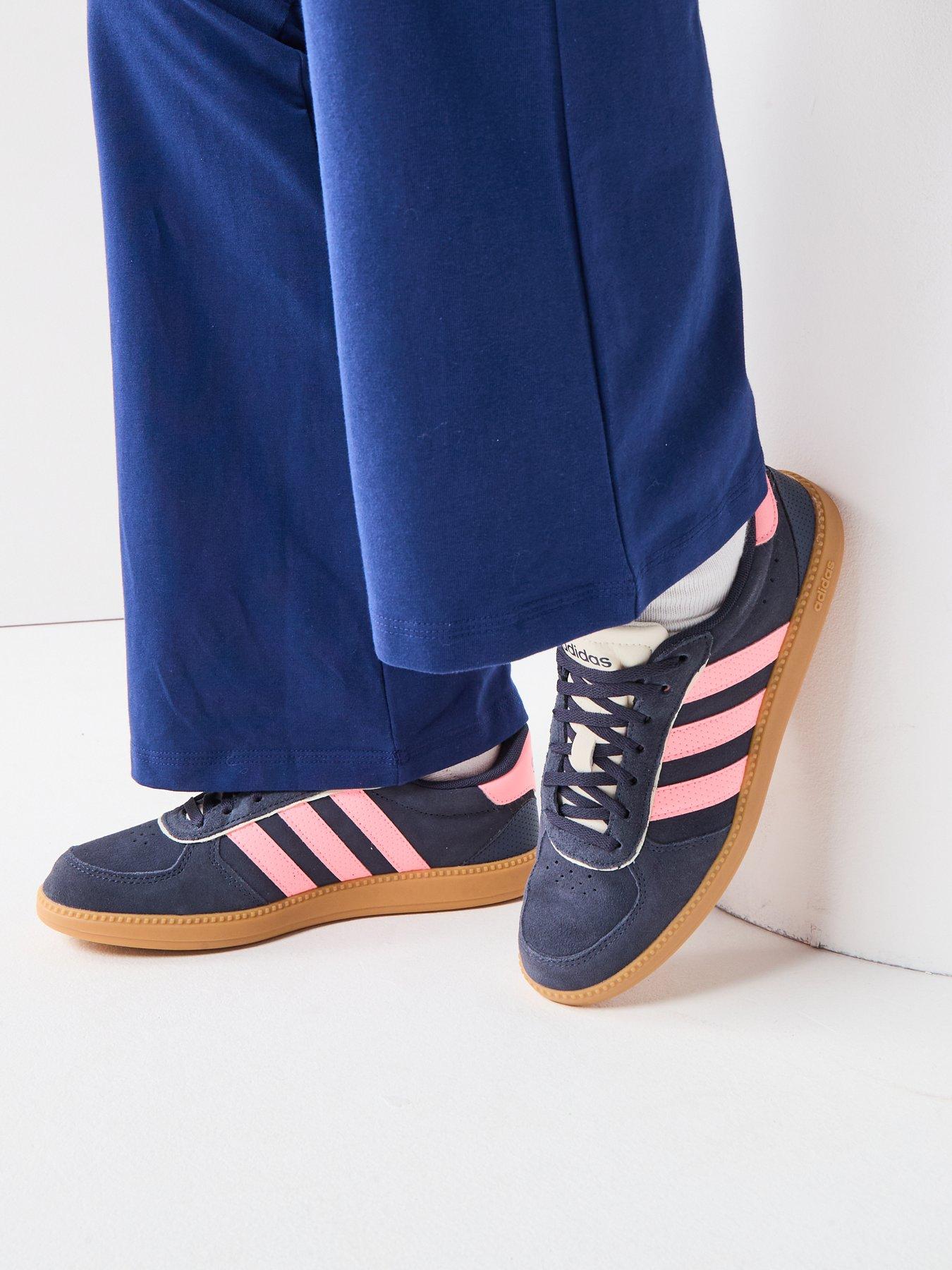 adidas Sportswear: Women's Breaknet Sleek Suede Trainer - Navy/Pink