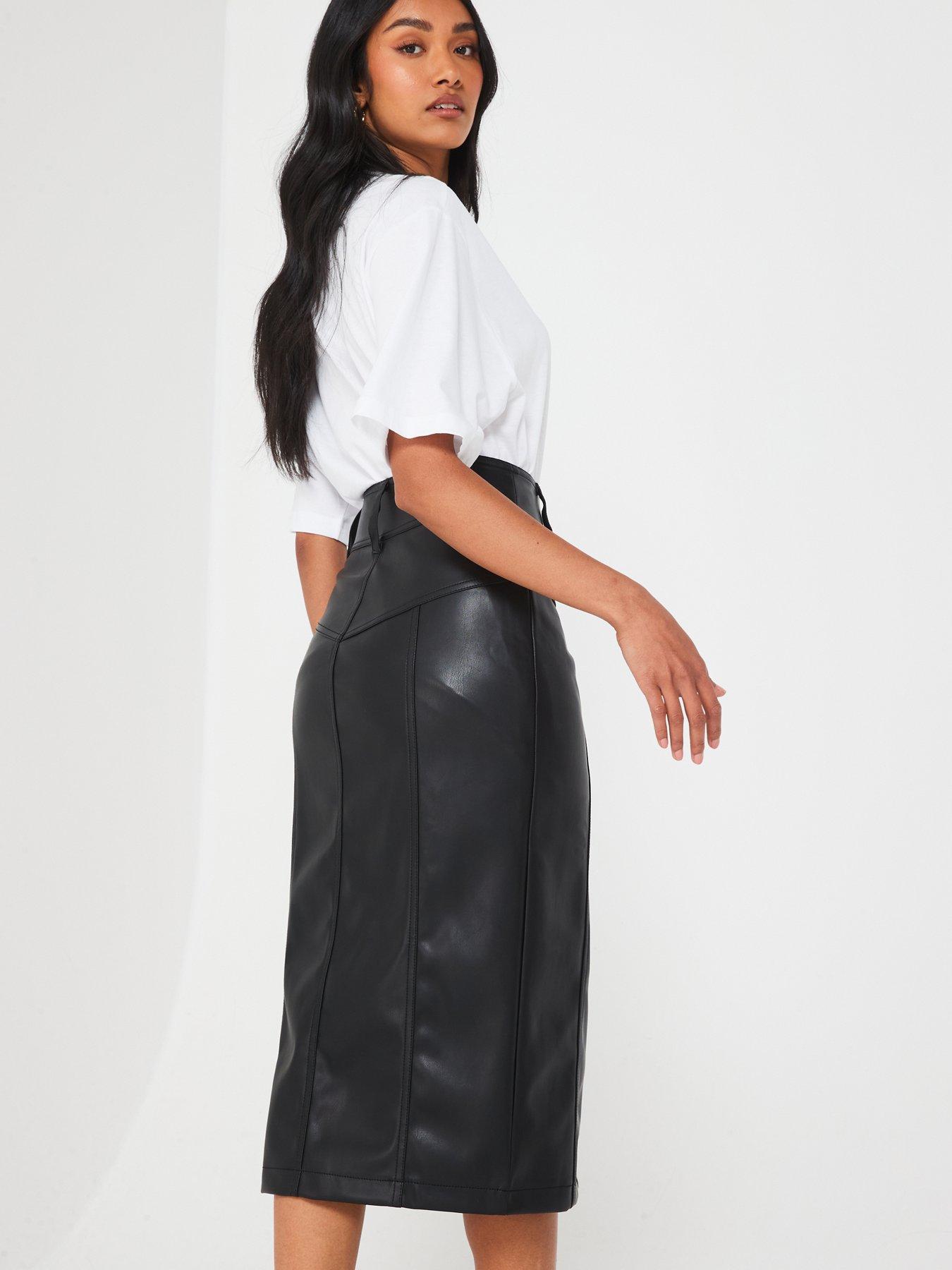 Midi Skirt Leather Skirt Zipper Front V By Very Faux Leather Zip