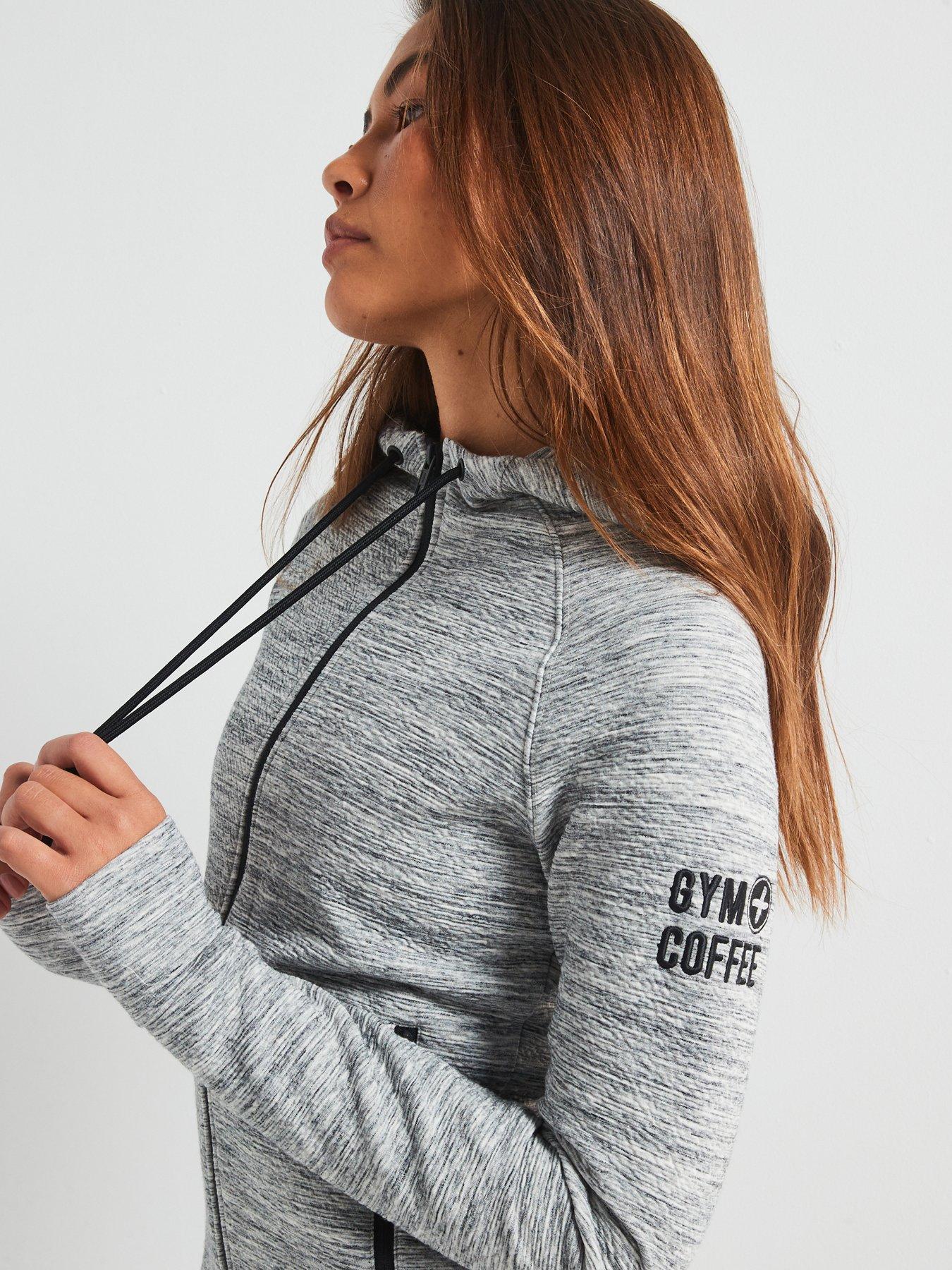 Image 4 of 5 of Gym + Coffee Women's Training Fleck Hoodie - Grey