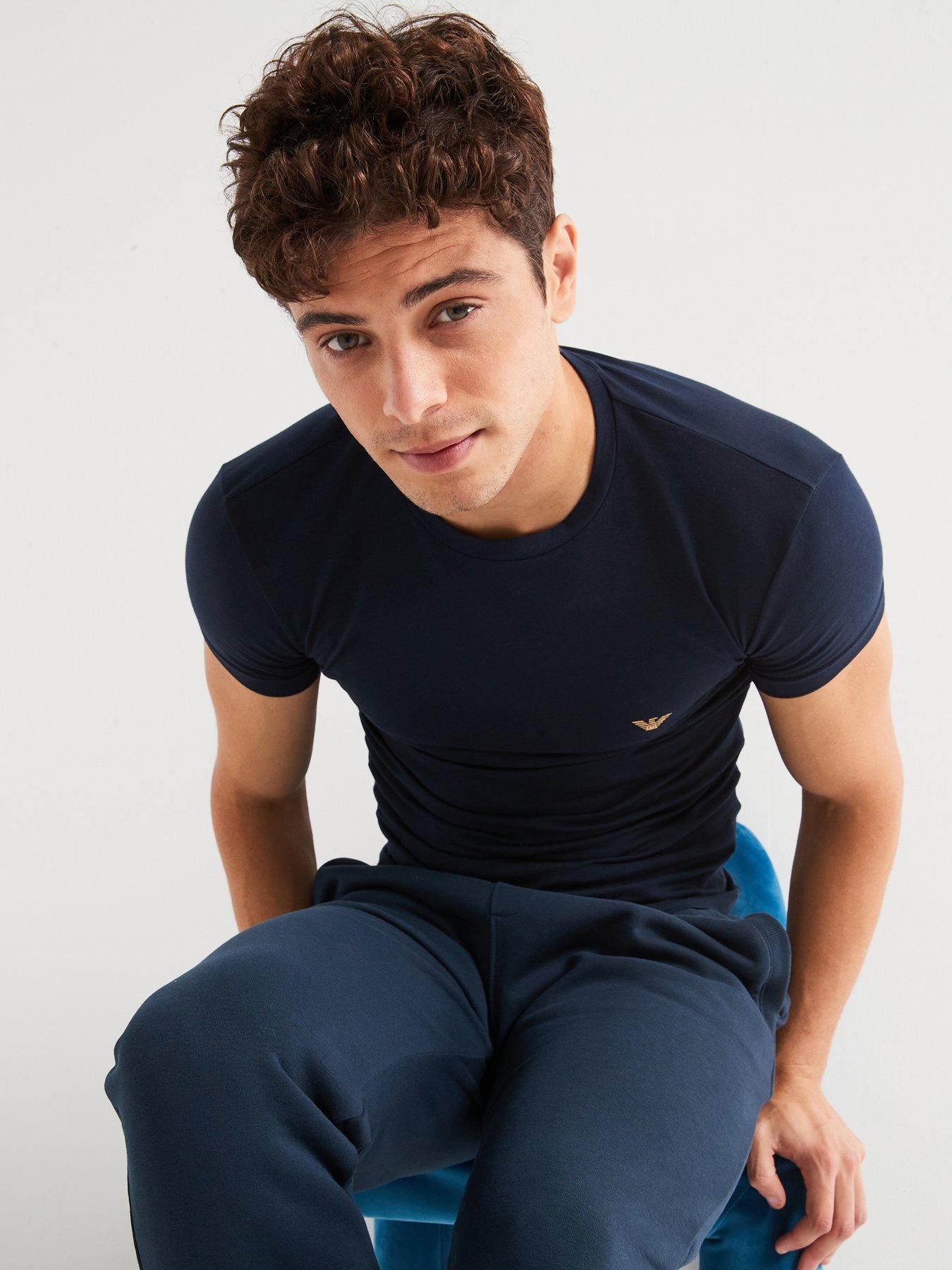 Image 4 of 6 of Emporio Armani Bodywear Left Chest Eagle Logo T-Shirt - Navy
