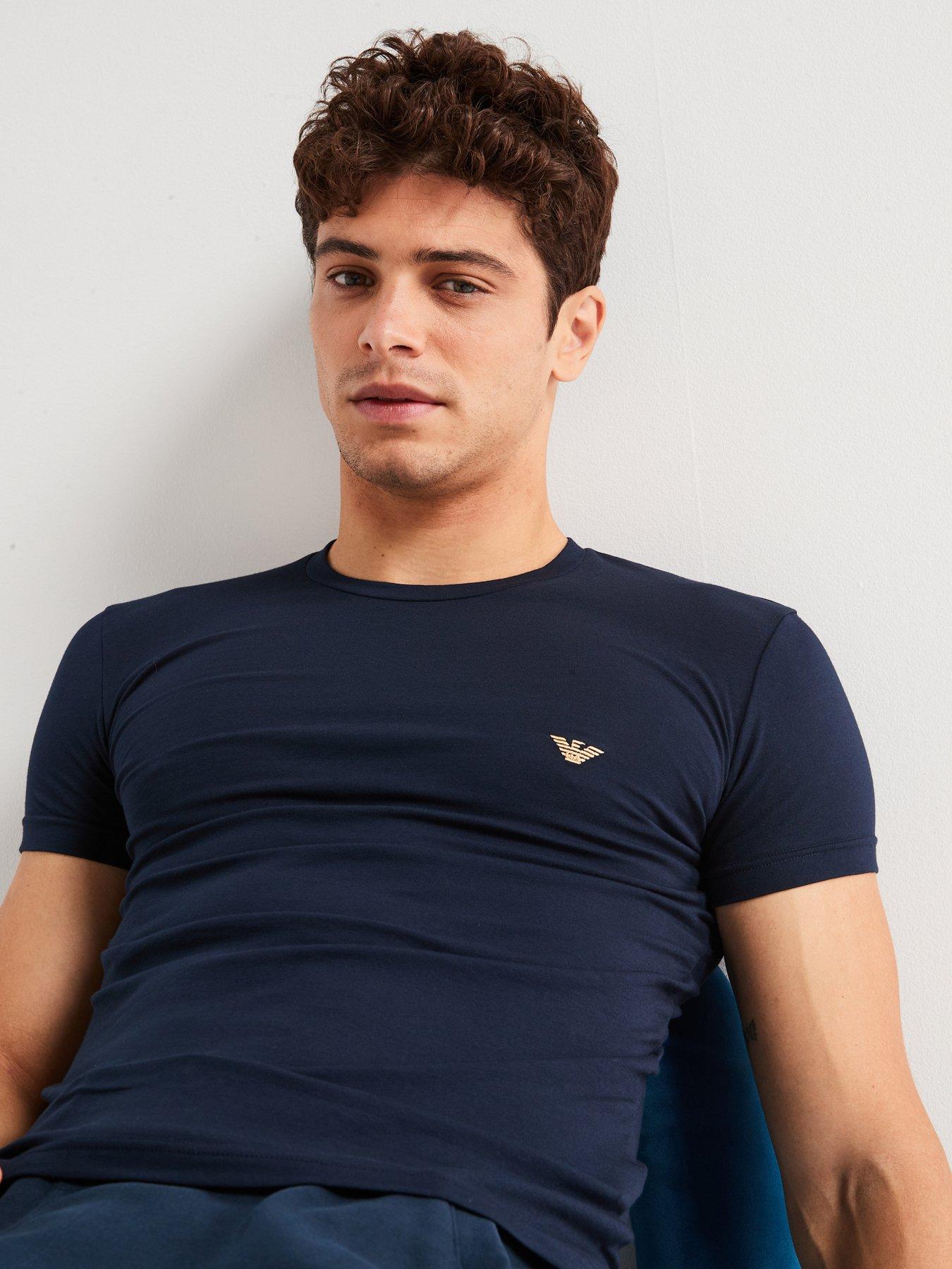 Image 5 of 6 of Emporio Armani Bodywear Left Chest Eagle Logo T-Shirt - Navy