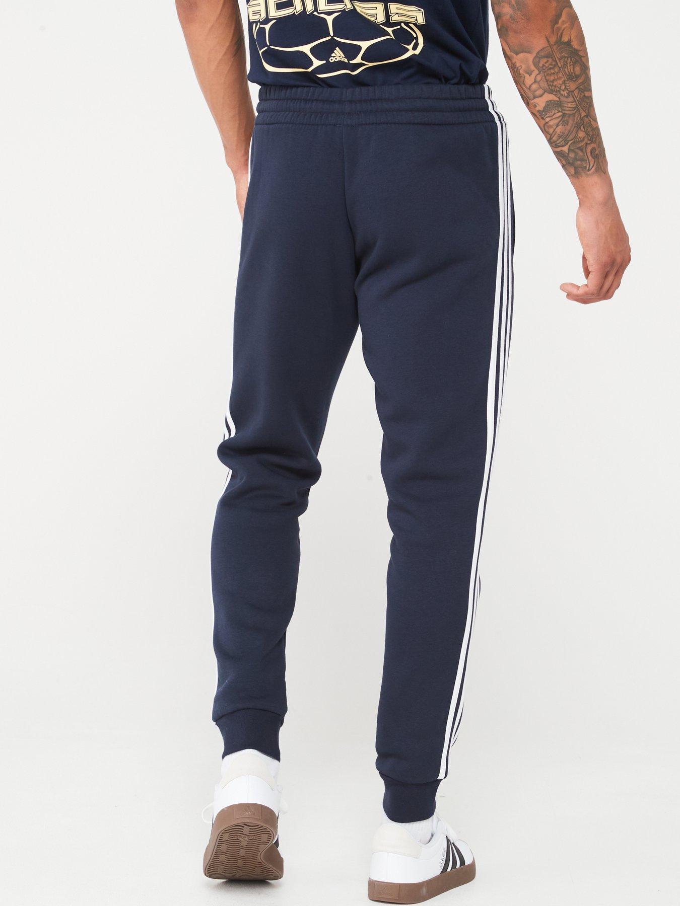 Adidas three stripe logo fleece pants mens online